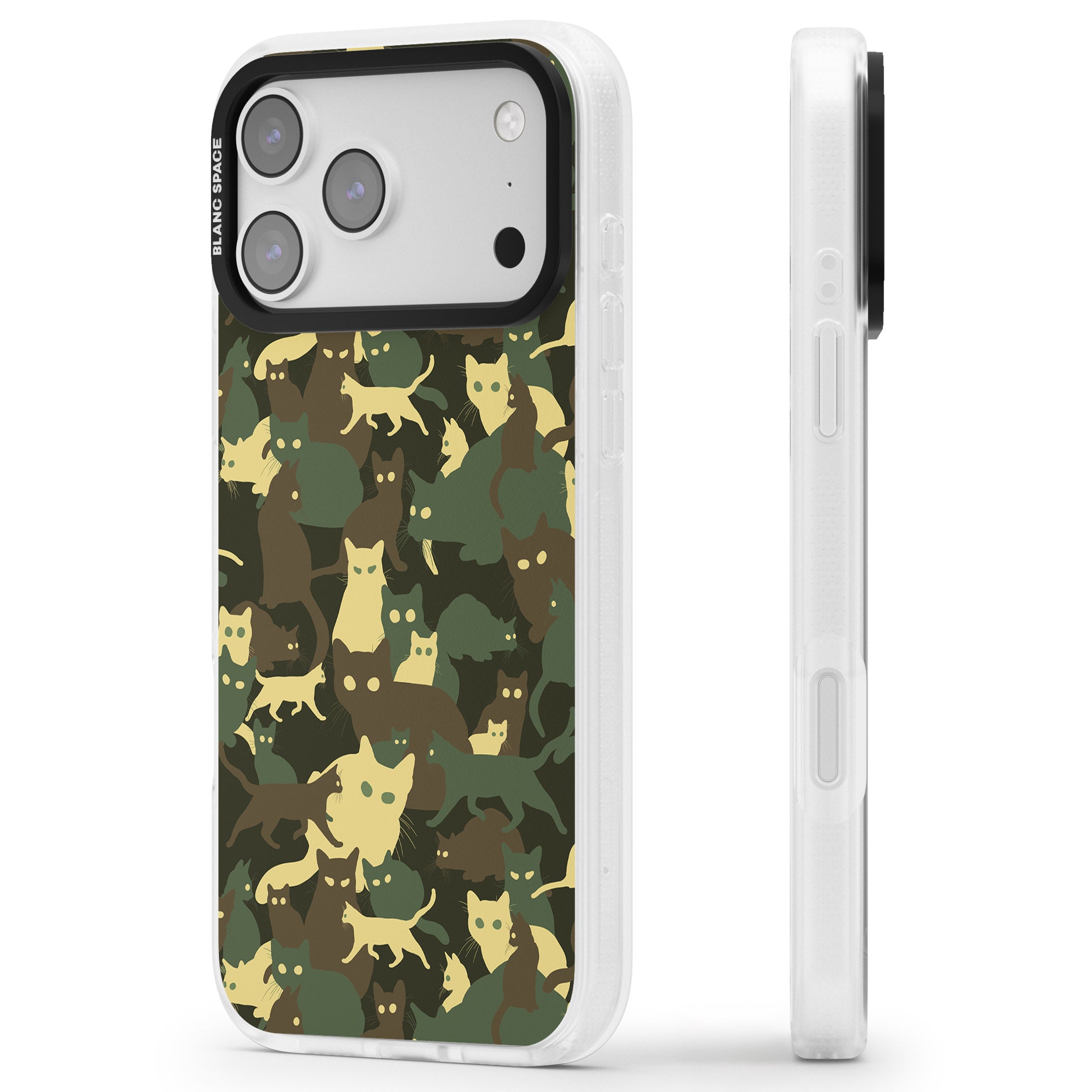 Forest Cat Camo iPhone 17 Pro Max Impact Air Clear Phone Case Side Profile