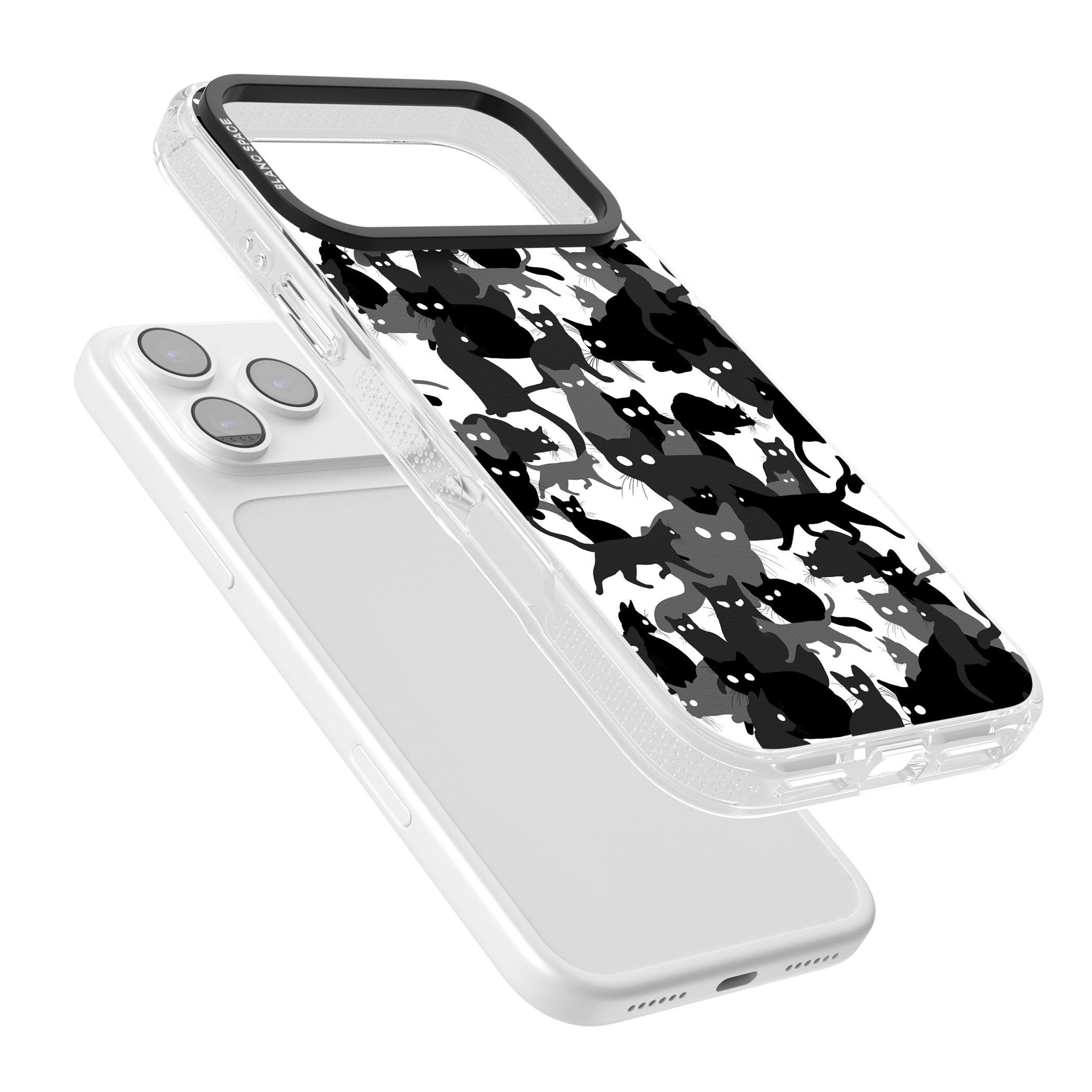 Black & White Cat Camouflage iPhone 17 Pro Max Impact Air Clear Phone Case Colours