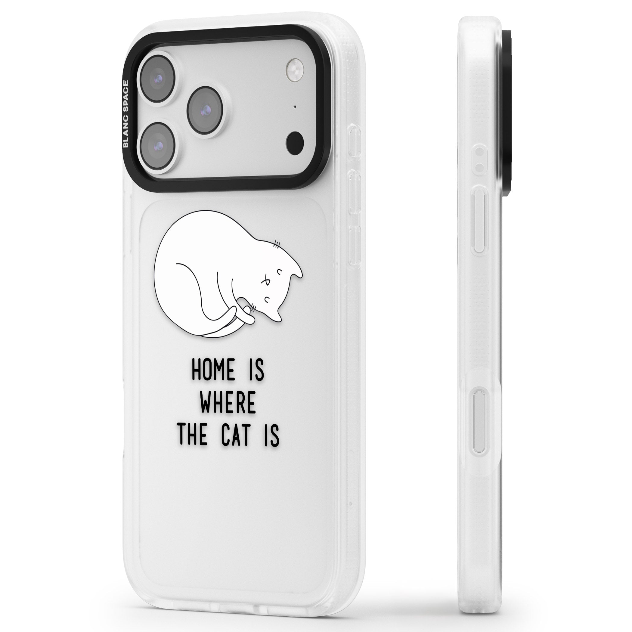 Home Is Where The Cat Is iPhone 17 Pro Max Impact Air Clear Phone Case Side Profile
