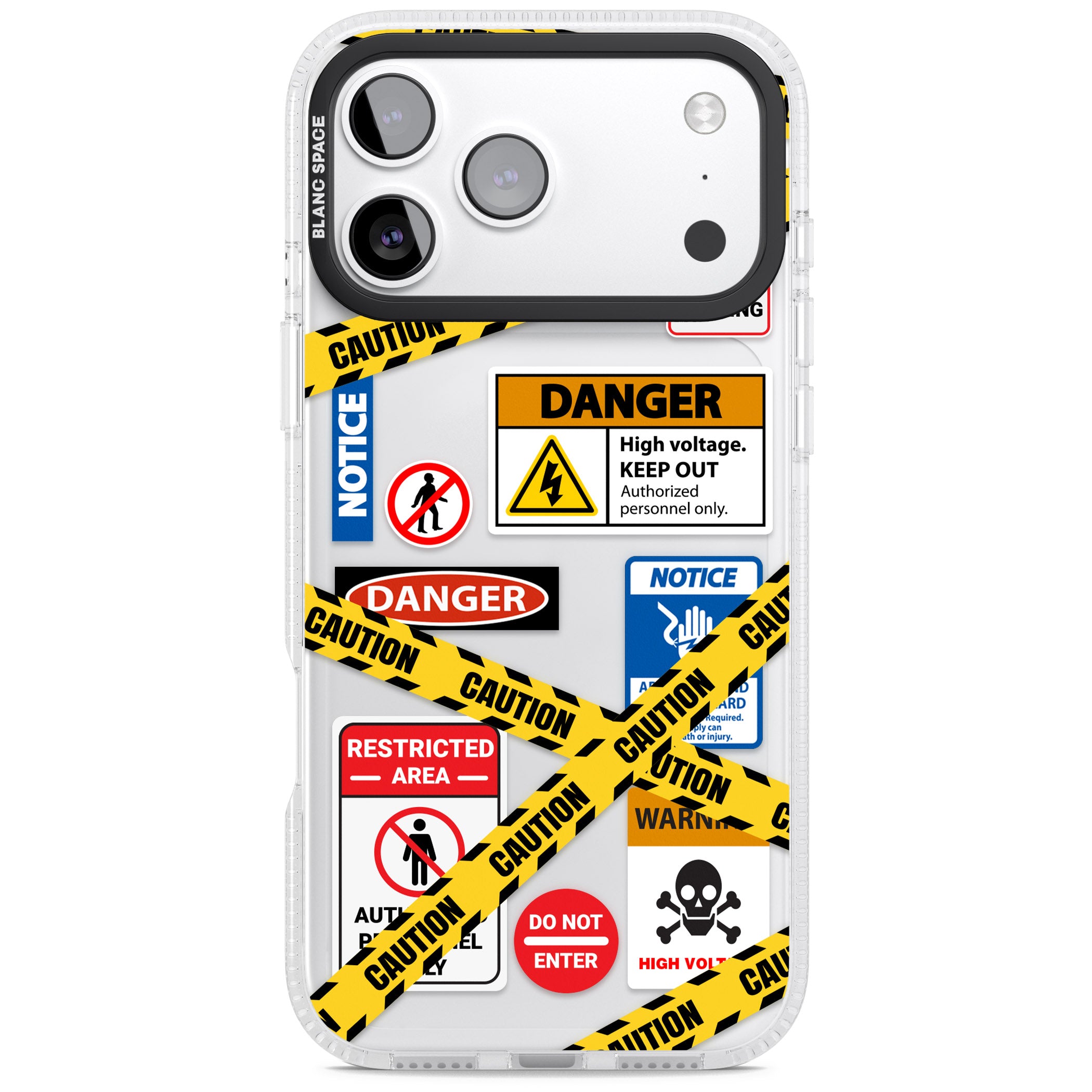 Caution Sign iPhone 17 Pro Max Impact Air Clear Phone Case