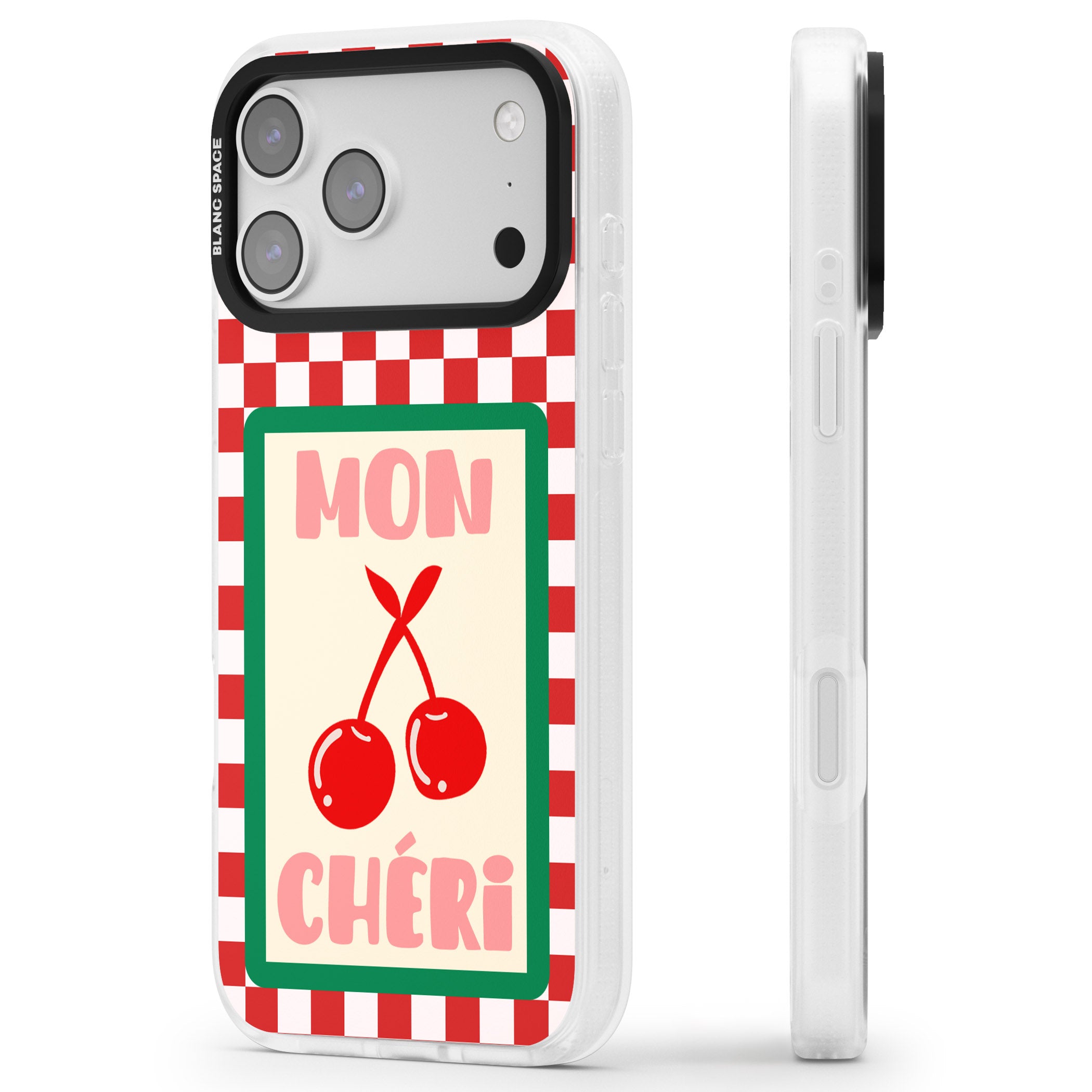 Mon Cheri iPhone 17 Pro Max Impact Air Clear Phone Case Side Profile