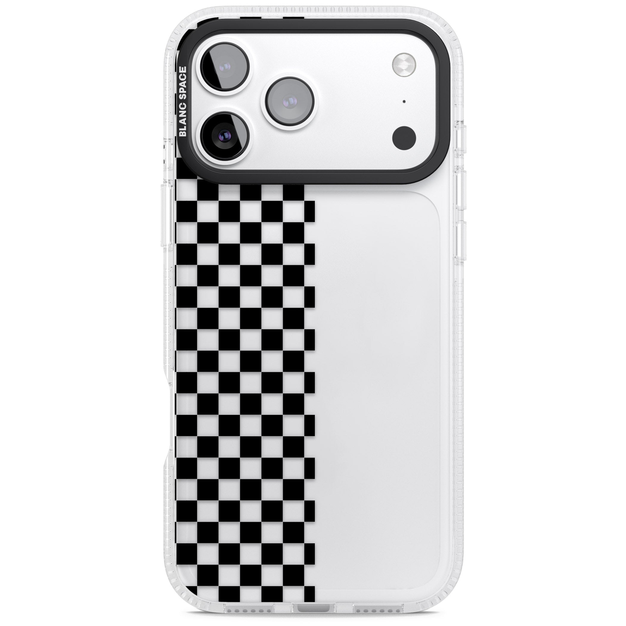 Checker: Half Black Check On Clear iPhone 17 Pro Max Impact Air Clear Phone Case