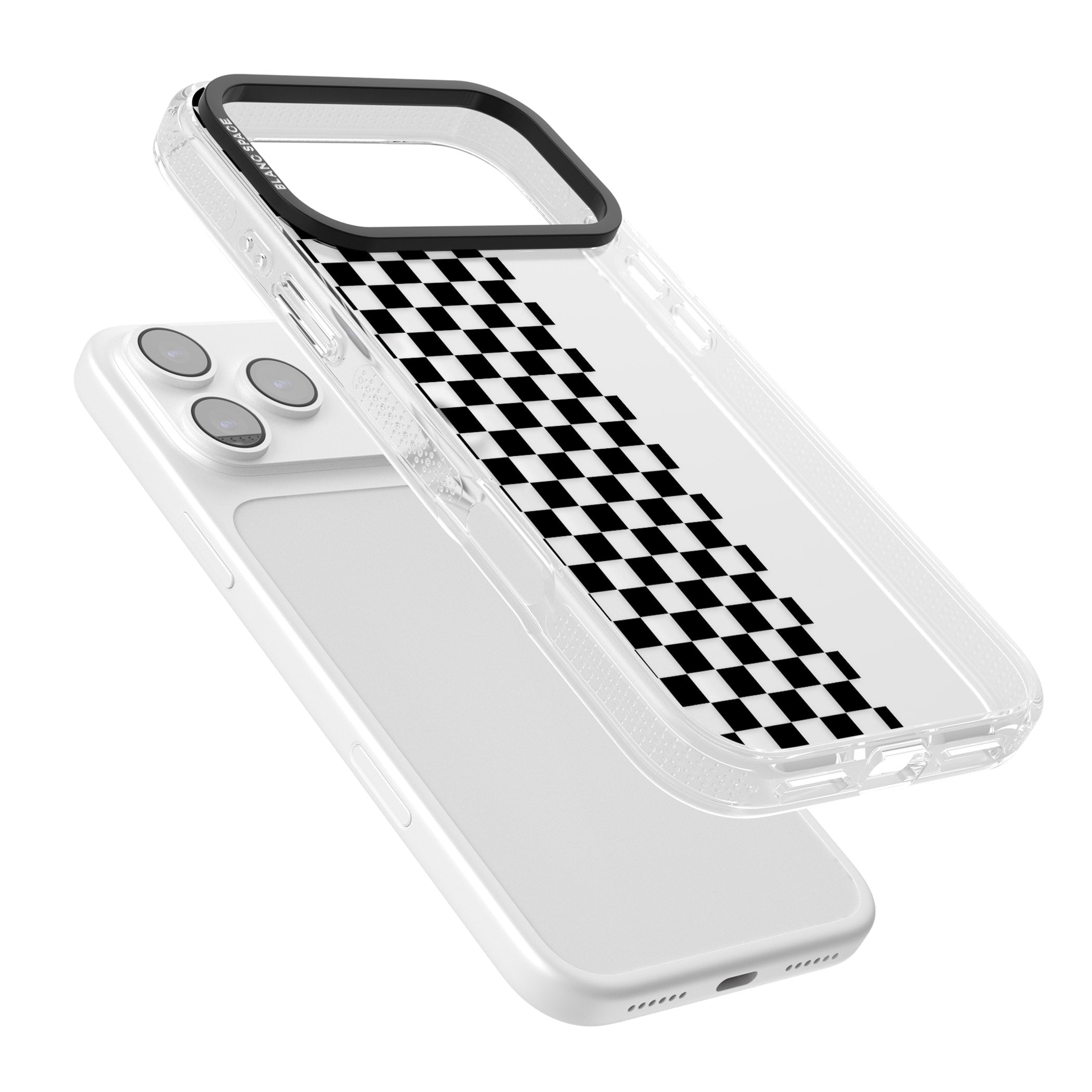Checker: Half Black Check On Clear iPhone 17 Pro Max Impact Air Clear Phone Case Colours