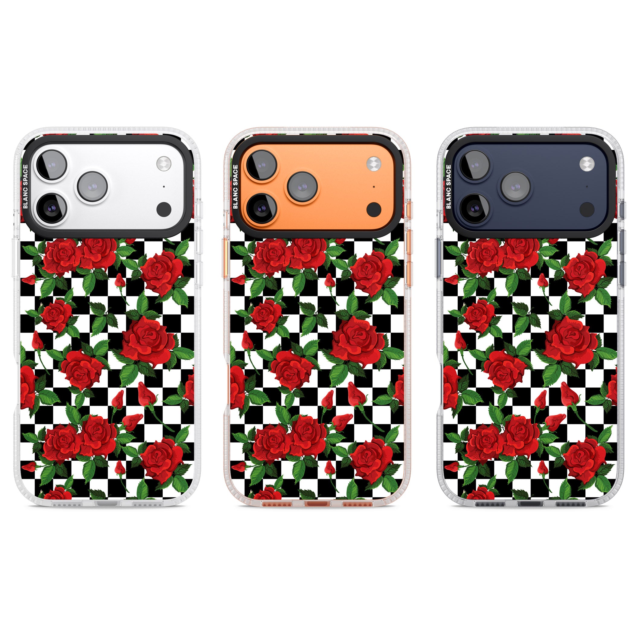 Checkered Roses iPhone 17 Pro Impact Air Clear Phone Case APT Impact Protection