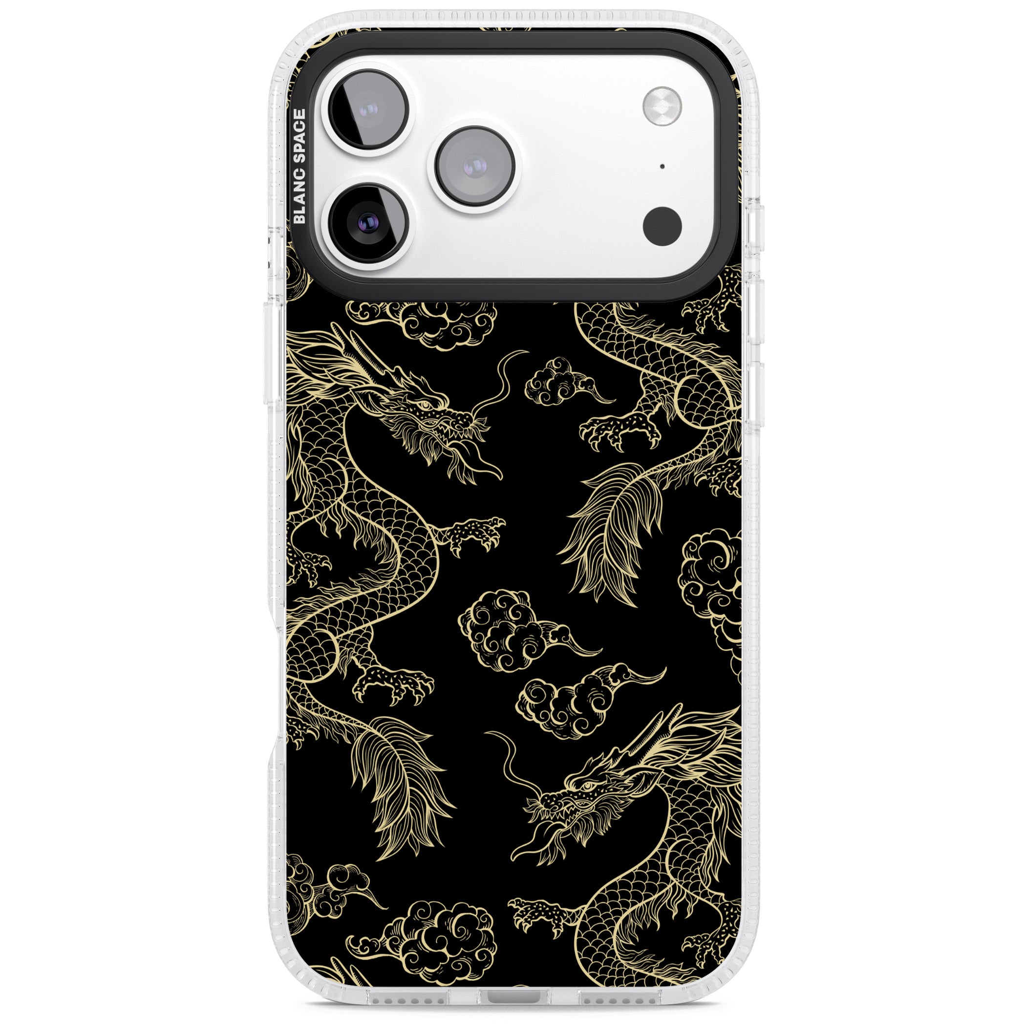 Black And Gold Dragon Pattern iPhone 17 Pro Max Impact Air Clear Phone Case
