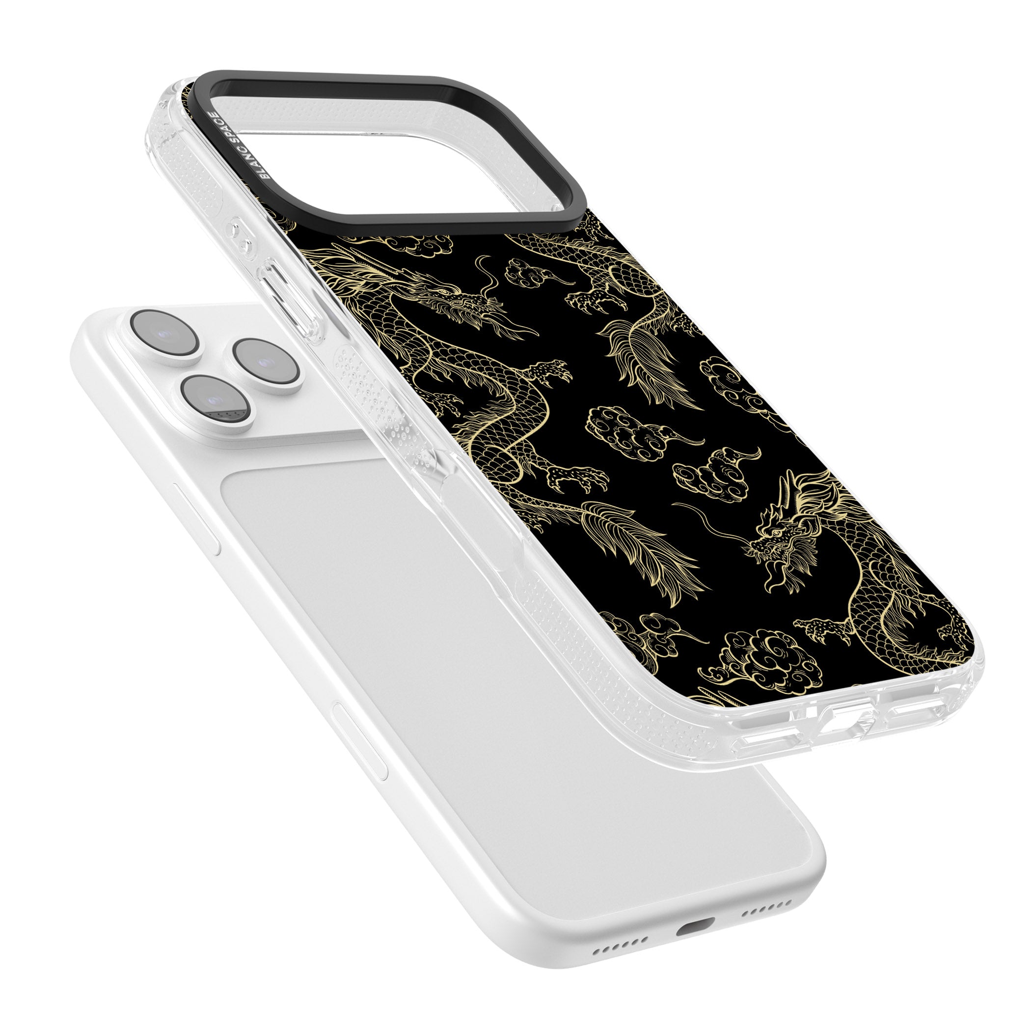 Black And Gold Dragon Pattern iPhone 17 Pro Max Impact Air Clear Phone Case Colours