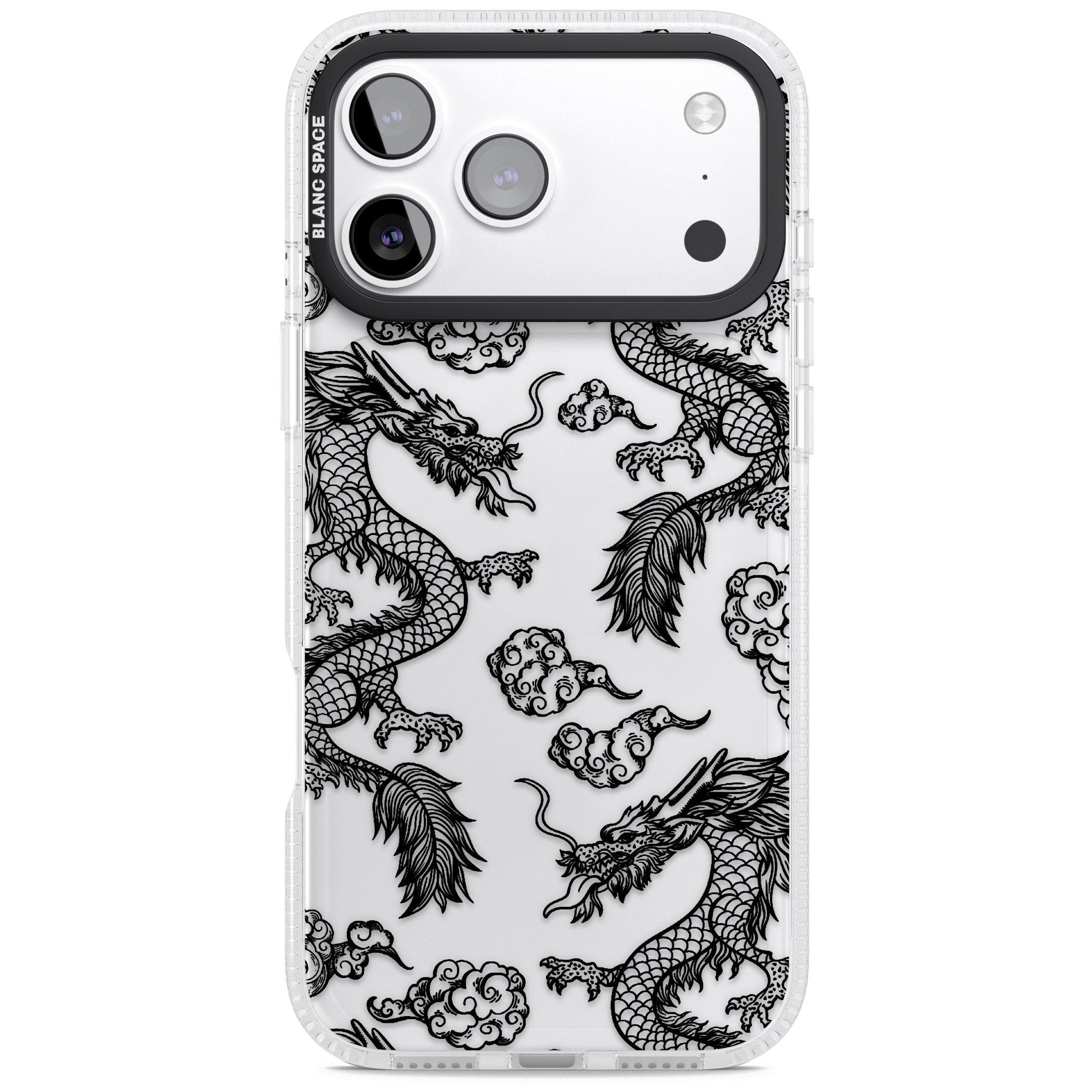 Black Dragon Pattern iPhone 17 Pro Max Impact Air Clear Phone Case