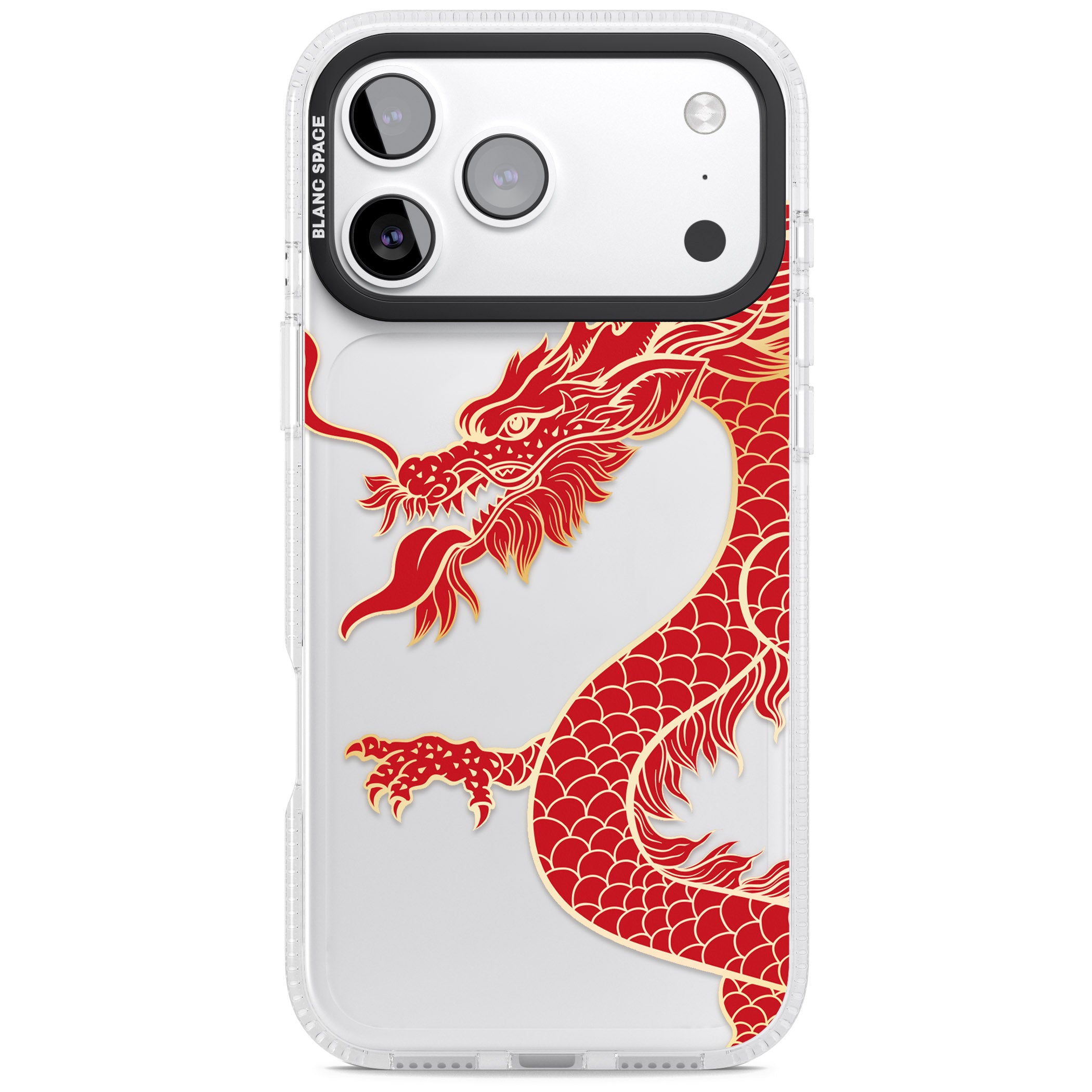 Large Red Dragon iPhone 17 Pro Max Impact Air Clear Phone Case