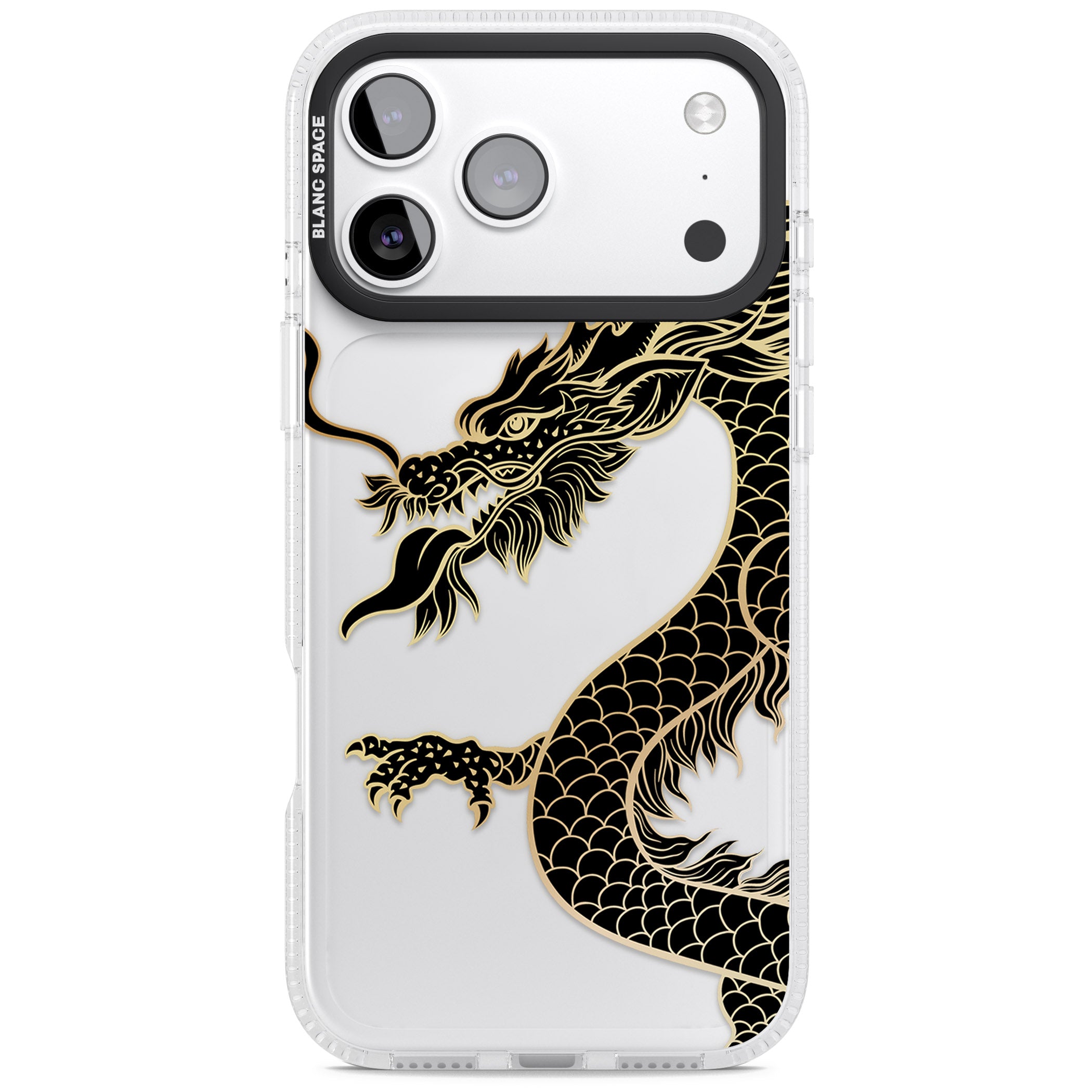 Large Black Dragon iPhone 17 Pro Max Impact Air Clear Phone Case