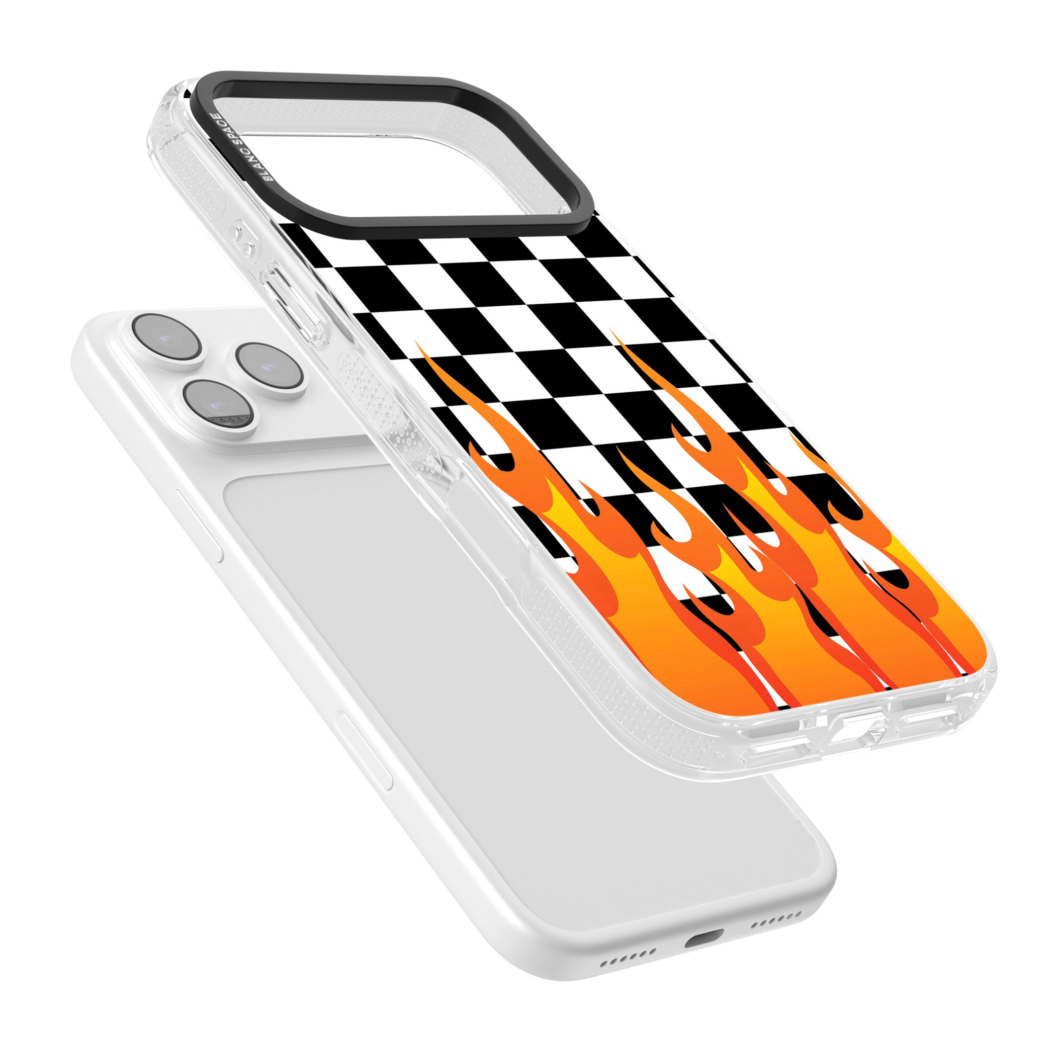 Checkered Fire iPhone 17 Pro Max Impact Air Clear Phone Case Colours