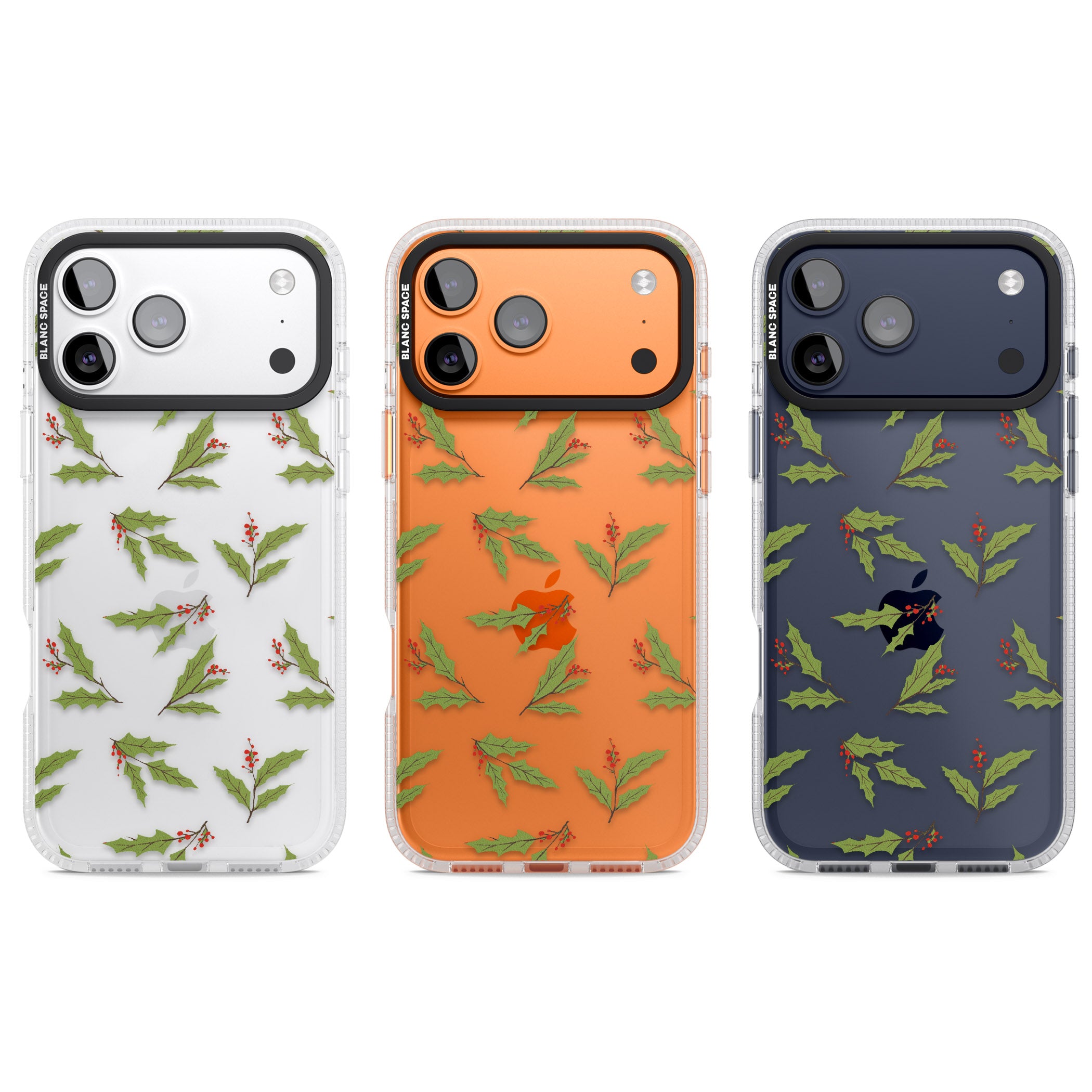 Christmas Holly Pattern iPhone 17 Pro Impact Air Clear Phone Case APT Impact Protection