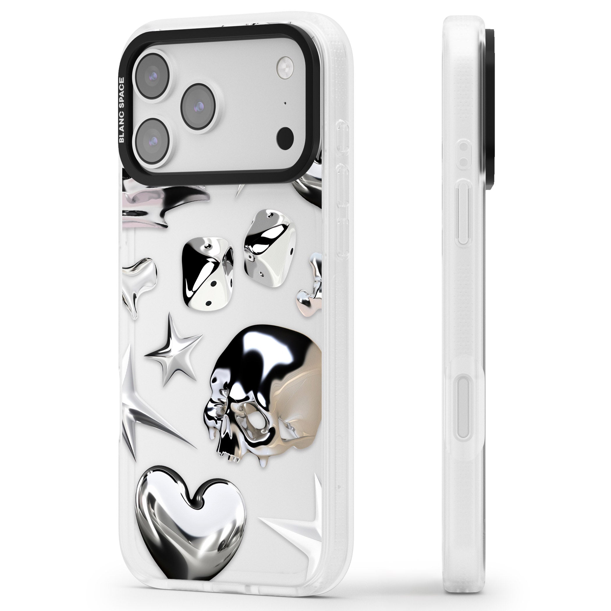 Chromed iPhone 17 Pro Max Impact Air Clear Phone Case Side Profile