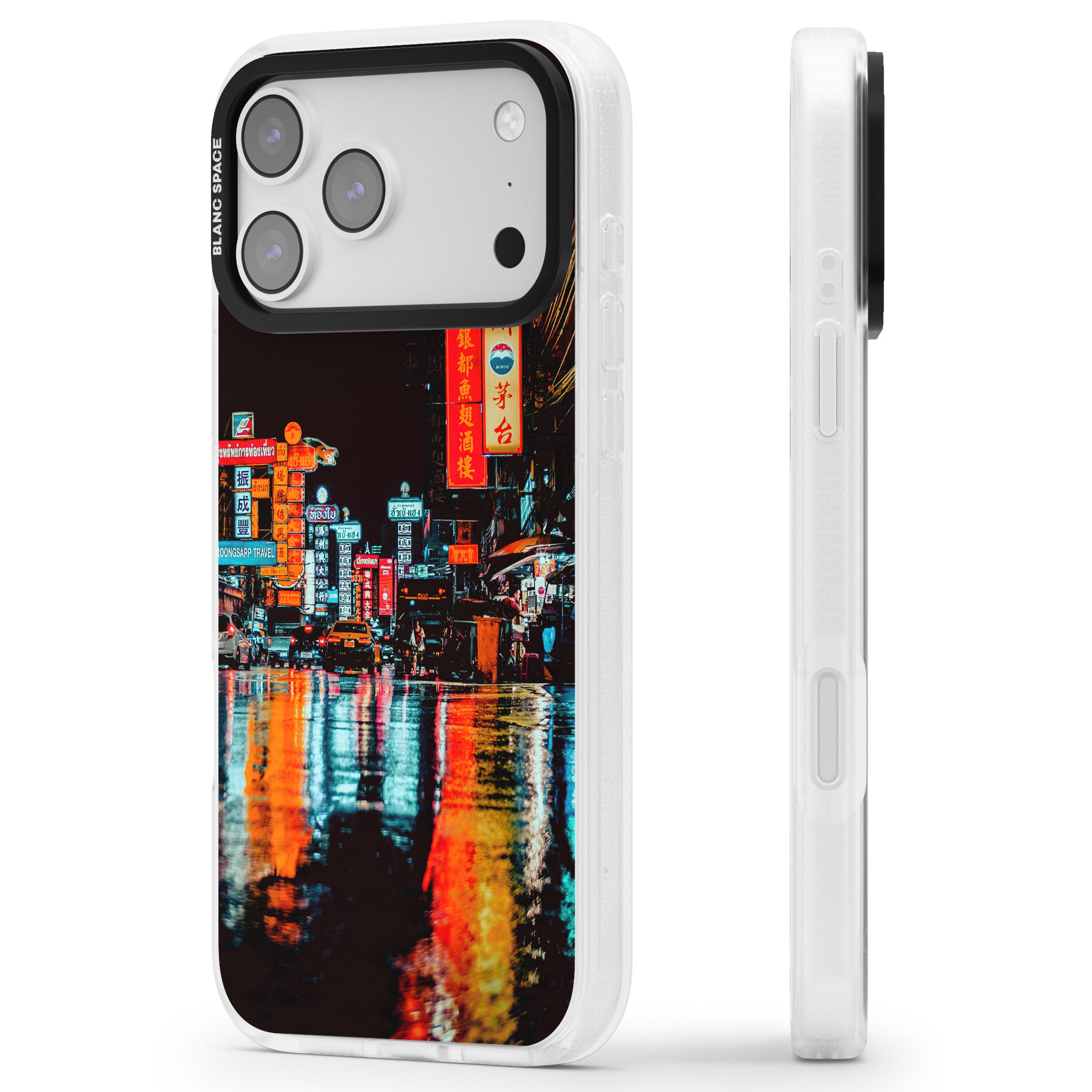 Neon City iPhone 17 Pro Max Impact Air Clear Phone Case Side Profile