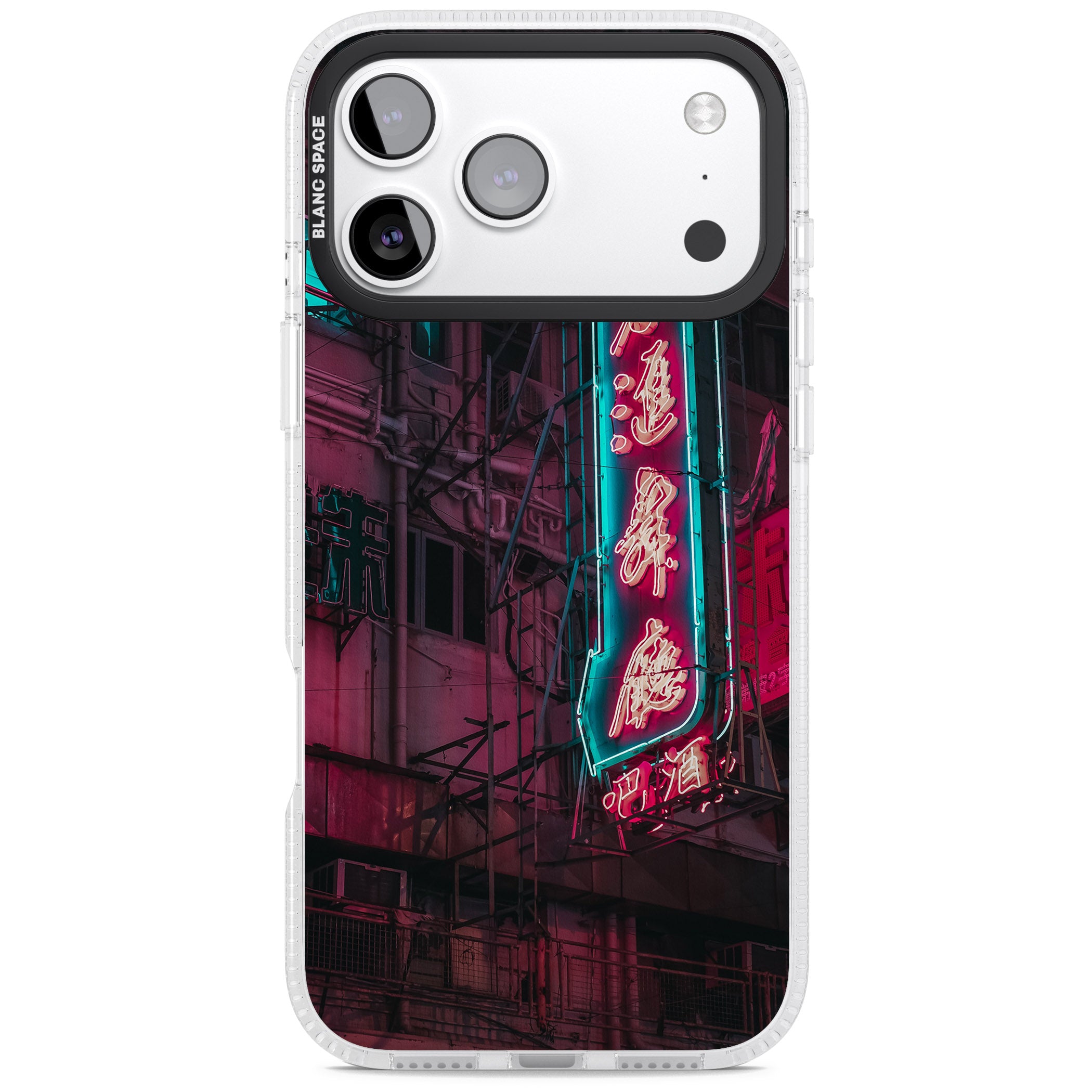 Neon Kanji Cityscape iPhone 17 Pro Max Impact Air Clear Phone Case