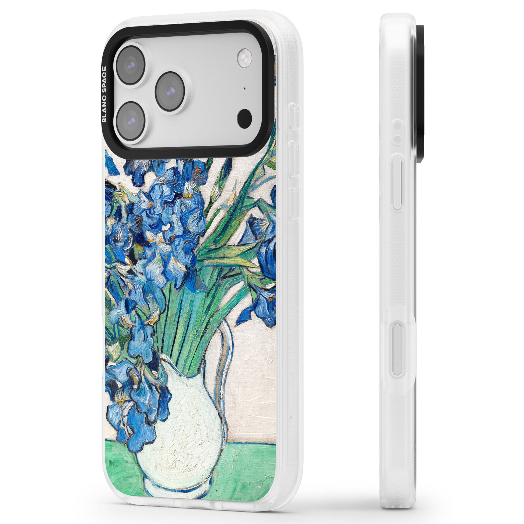 Irises By Vincent Van Gogh iPhone 17 Pro Max Impact Air Clear Phone Case Side Profile