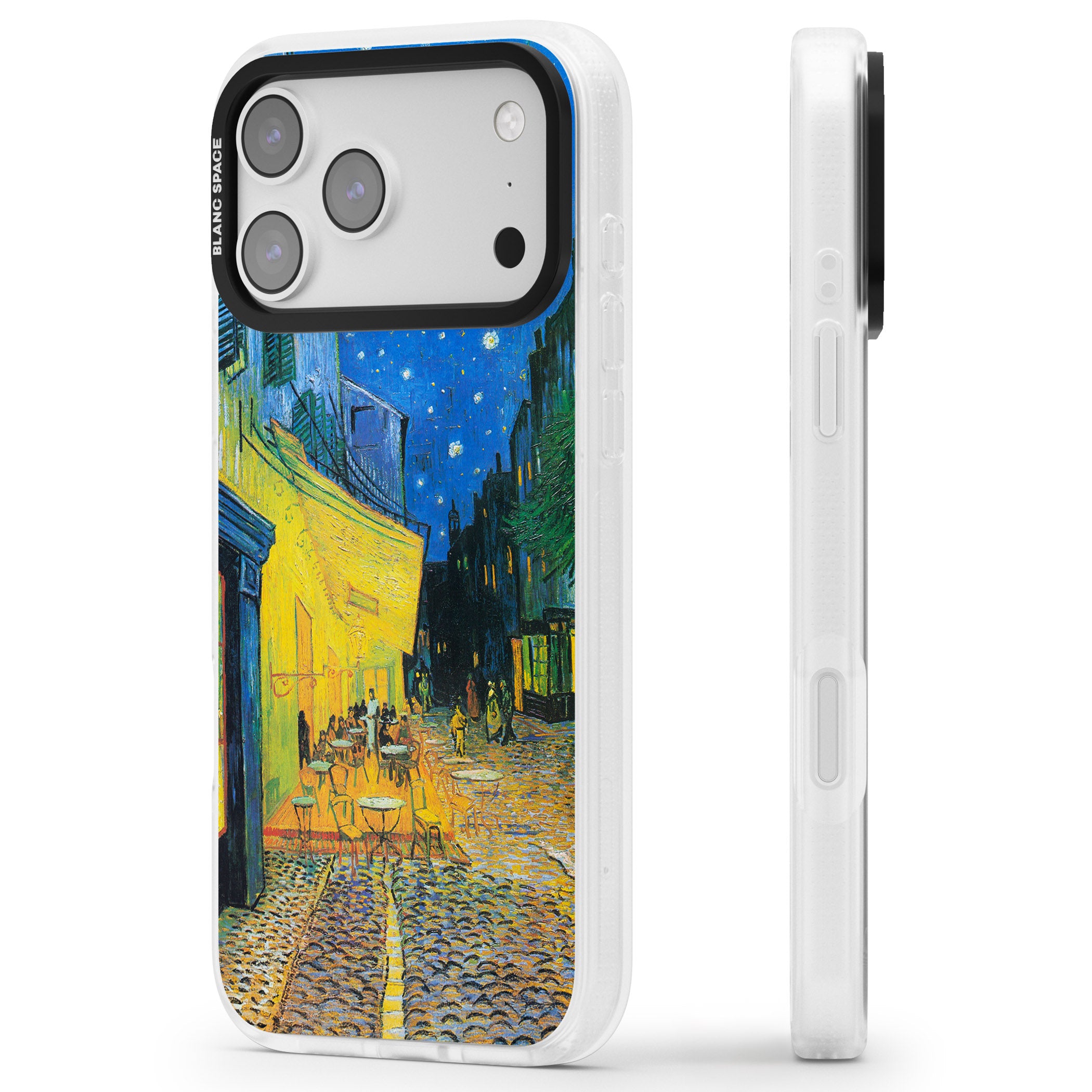 Café Terrace At Night iPhone 17 Pro Max Impact Air Clear Phone Case Side Profile