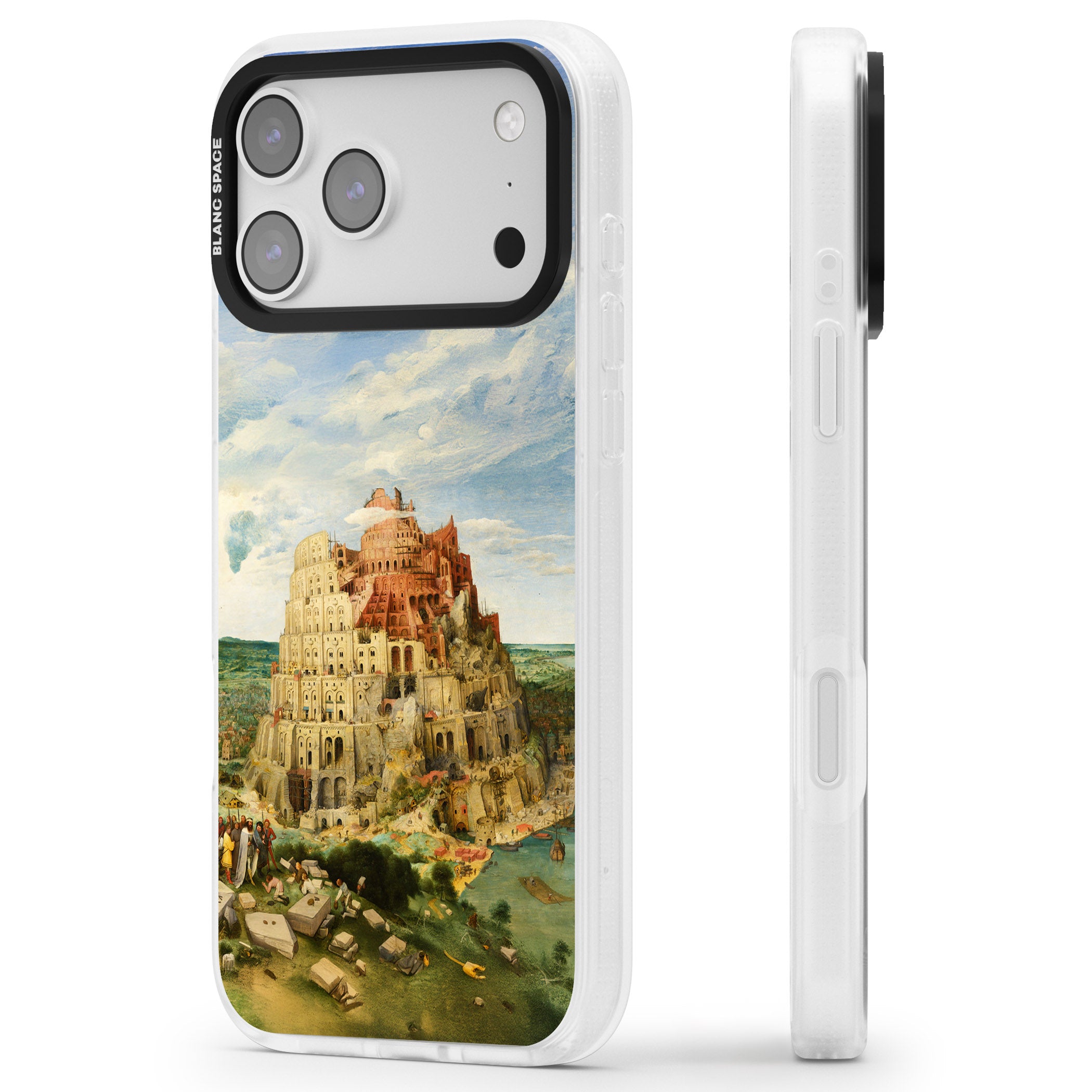 Tower Of Babel iPhone 17 Pro Max Impact Air Clear Phone Case Side Profile