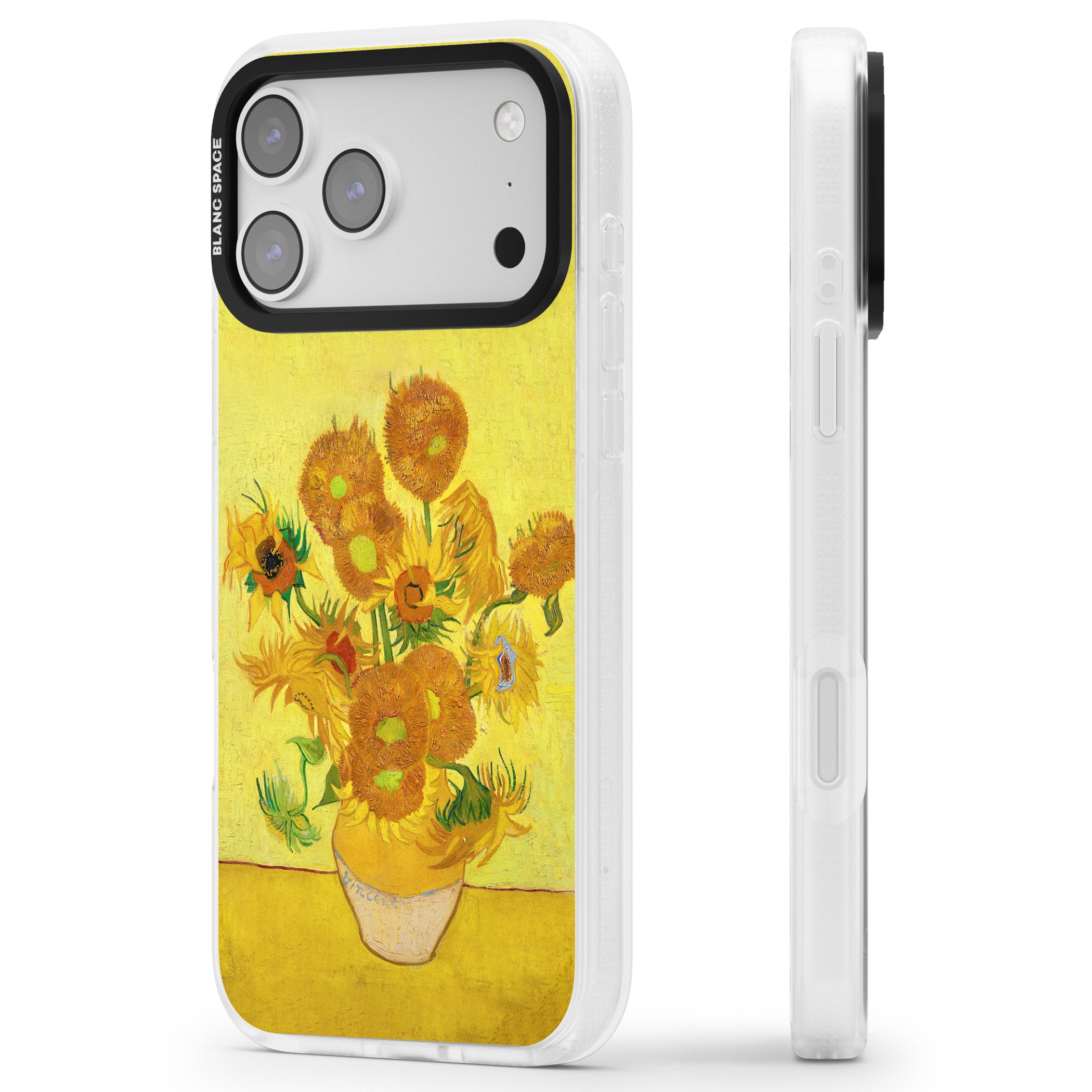 Sunflowers iPhone 17 Pro Max Impact Air Clear Phone Case Side Profile