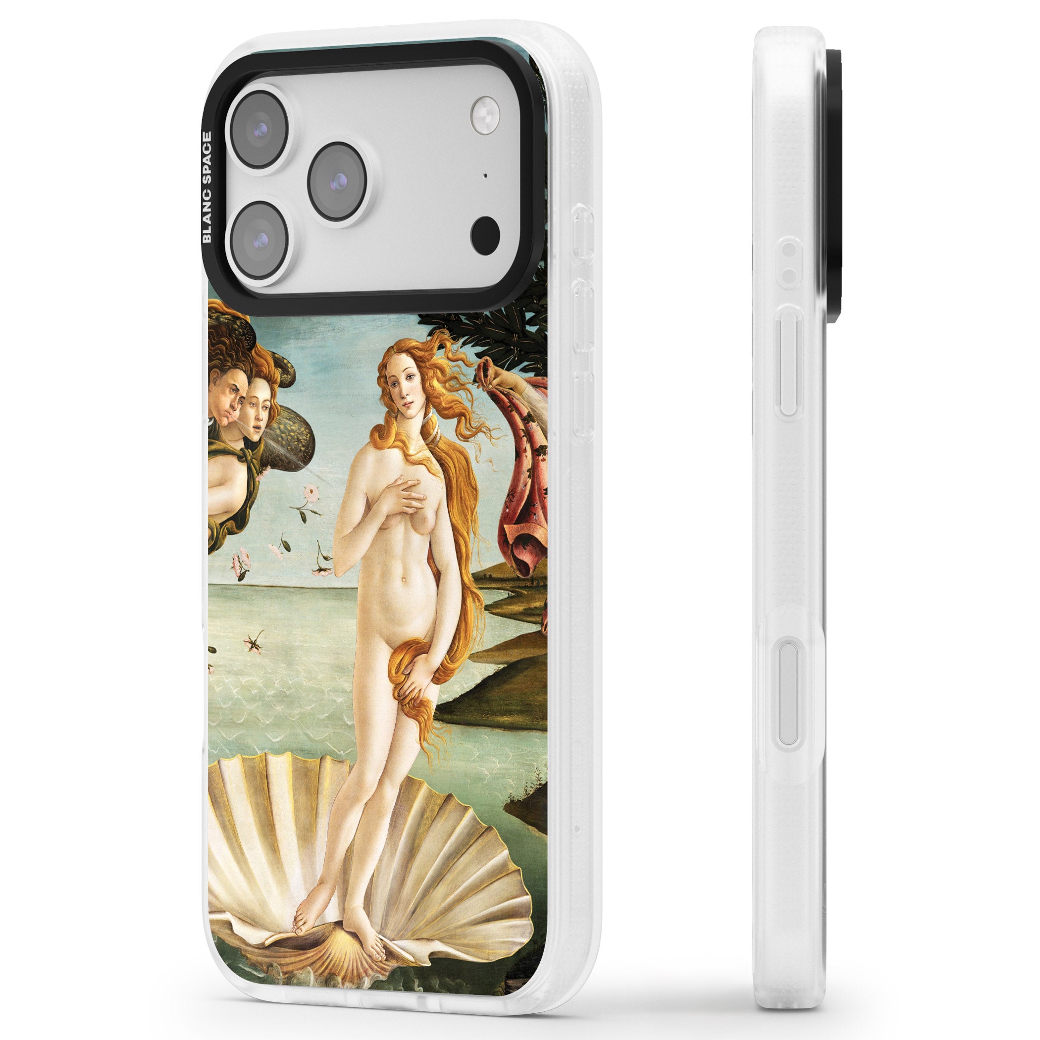The Birth of Venus - Sandro Botticelli iPhone 17 Pro Max Impact Air Clear Phone Case Side Profile