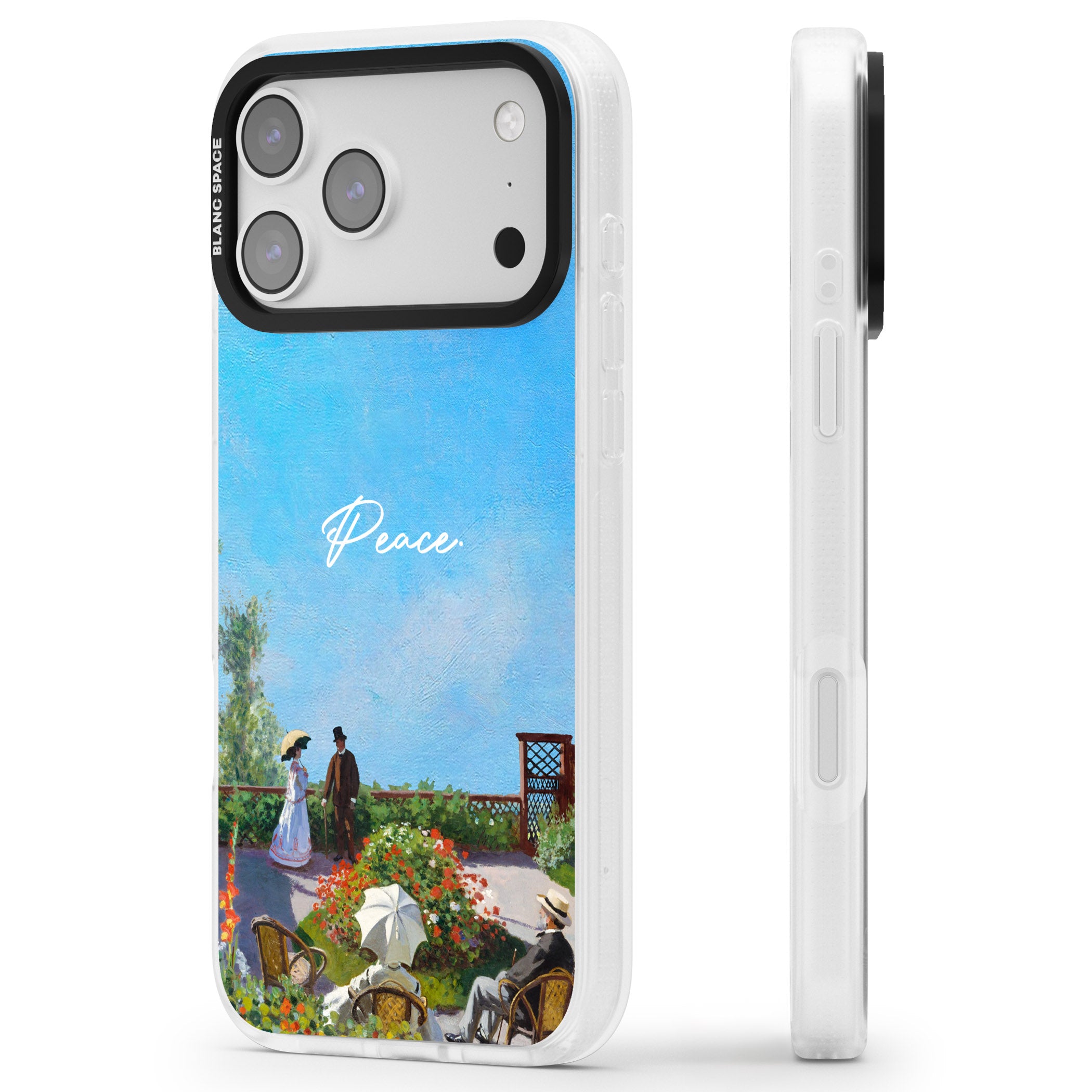 Monet Garden Terrace iPhone 17 Pro Max Impact Air Clear Phone Case Side Profile