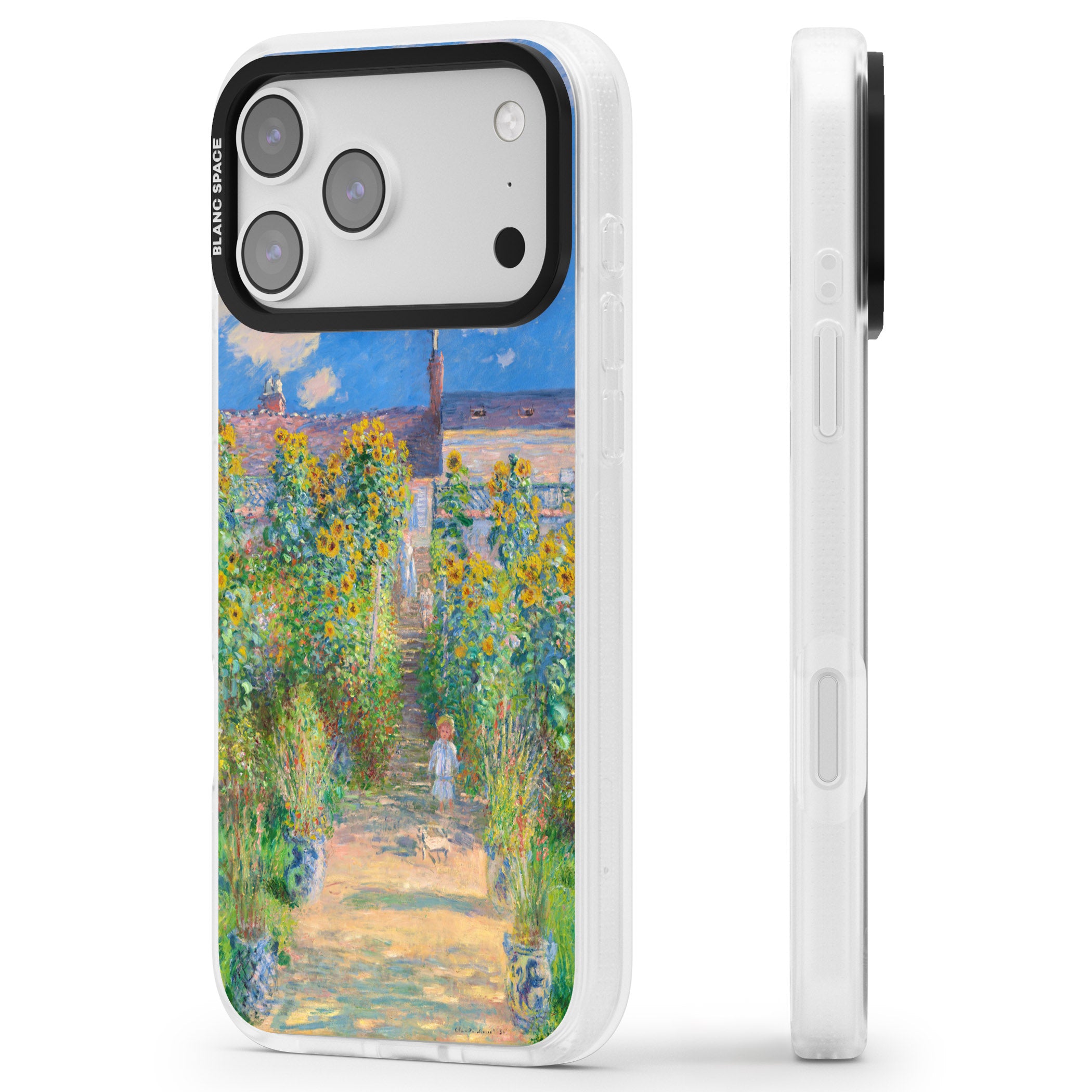 Garden at Vetheuil iPhone 17 Pro Max Impact Air Clear Phone Case Side Profile
