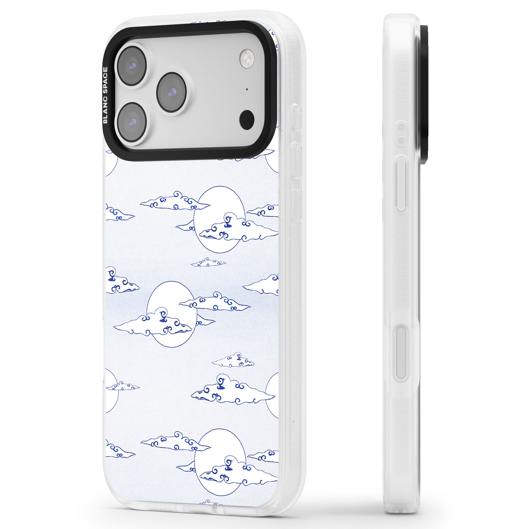 Moon & Clouds iPhone 17 Pro Max Impact Air Clear Phone Case Side Profile