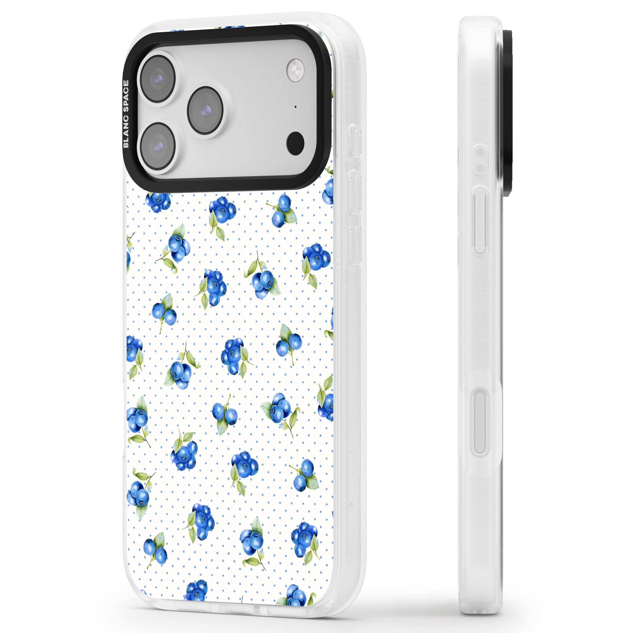 Blueberry Picnic iPhone 17 Pro Max Impact Air Clear Phone Case Side Profile