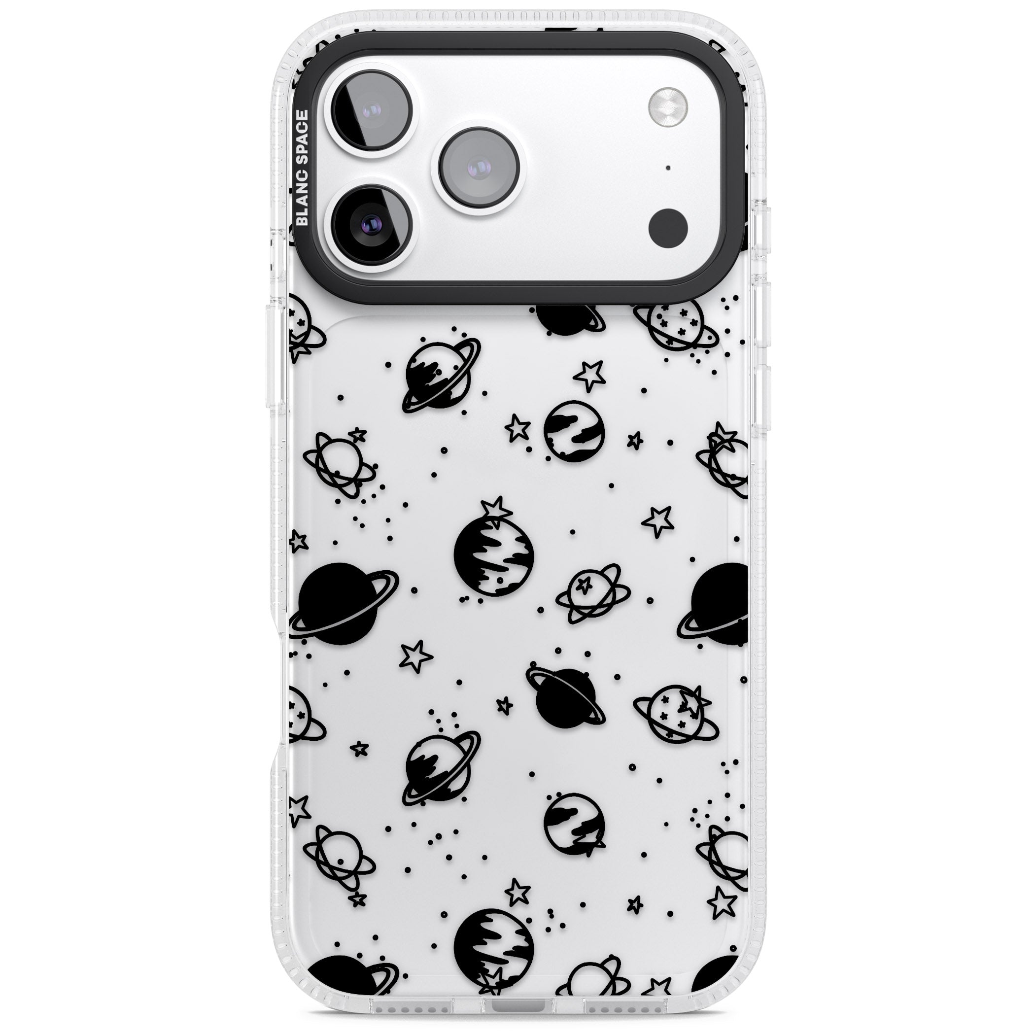 Black Planets iPhone 17 Pro Max Impact Air Clear Phone Case