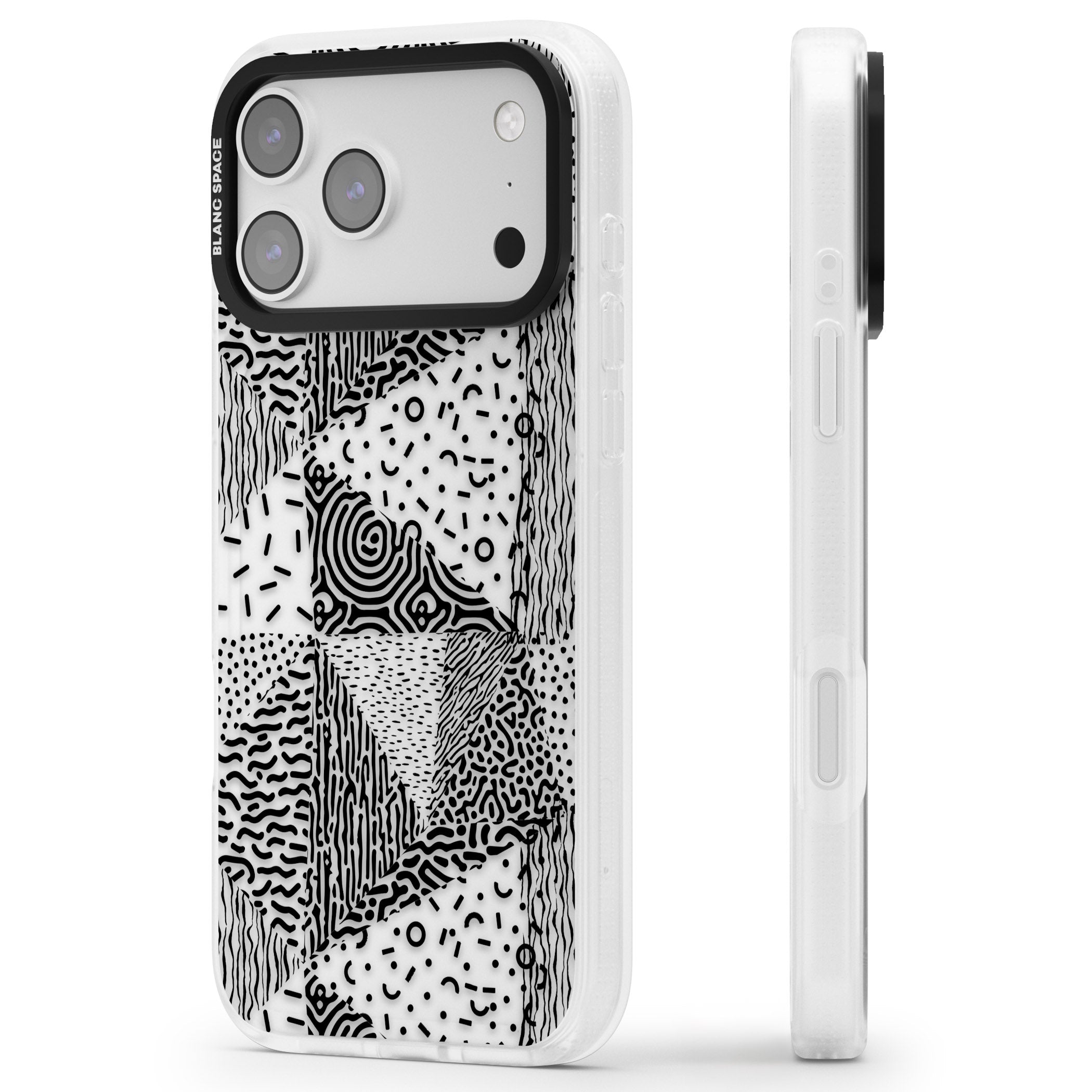 Monochrome Pattern iPhone 17 Pro Max Impact Air Clear Phone Case Side Profile