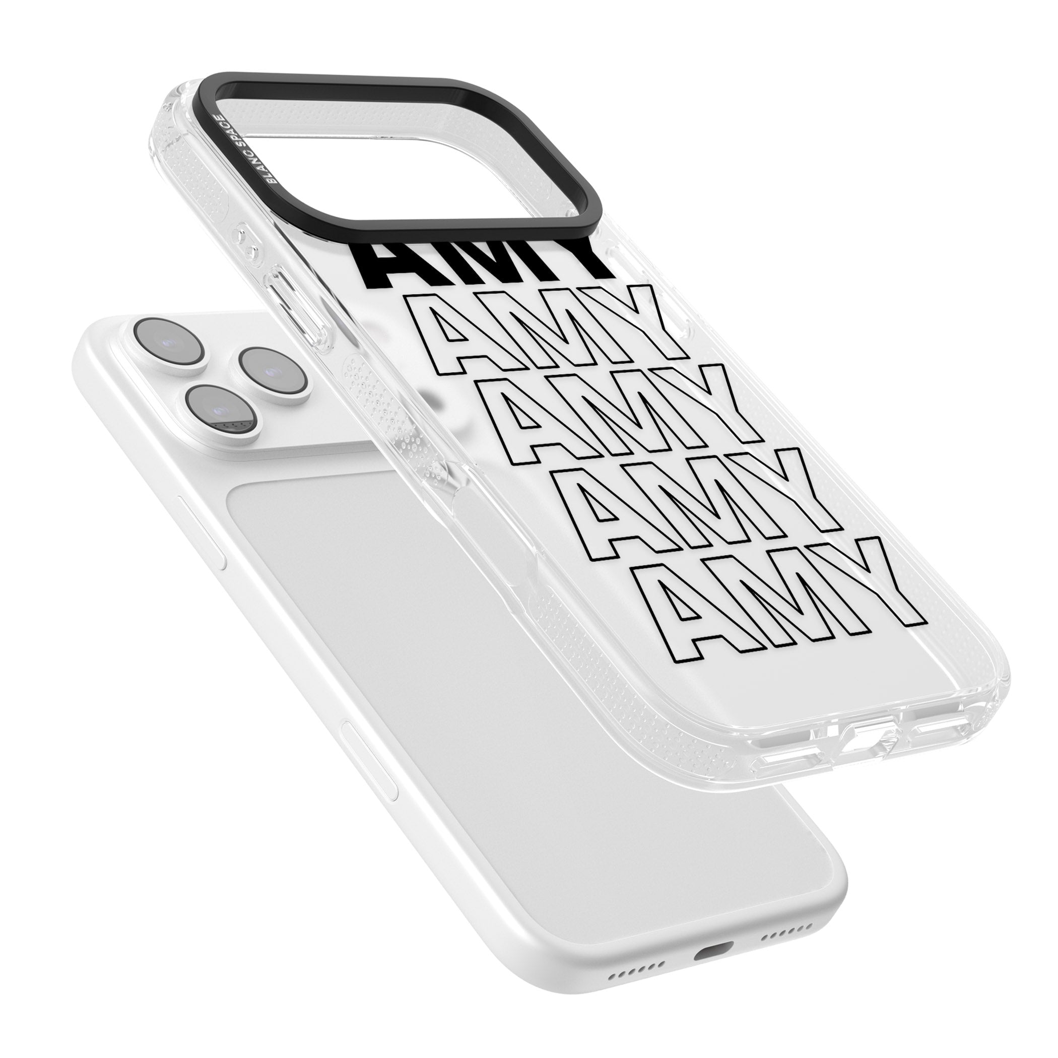 Personalised Bold Name Repetition iPhone 17 Pro Max Impact Air Clear Phone Case Colours
