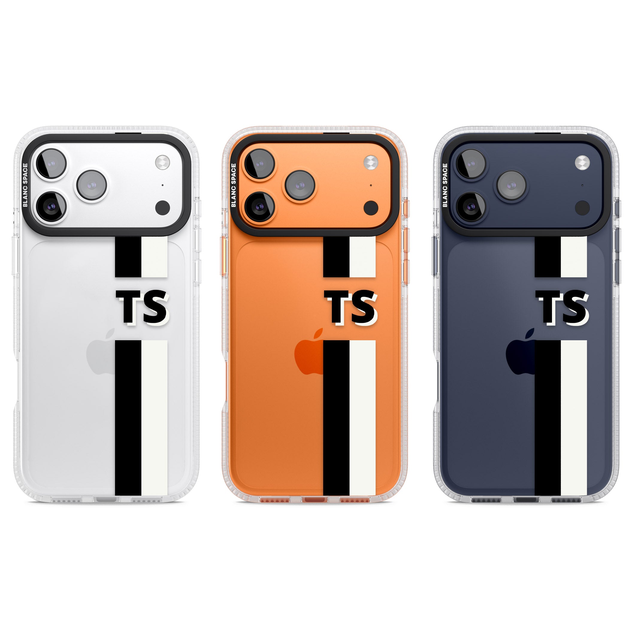 Personalised Black And White Stripe iPhone 17 Pro Impact Air Clear Phone Case APT Impact Protection