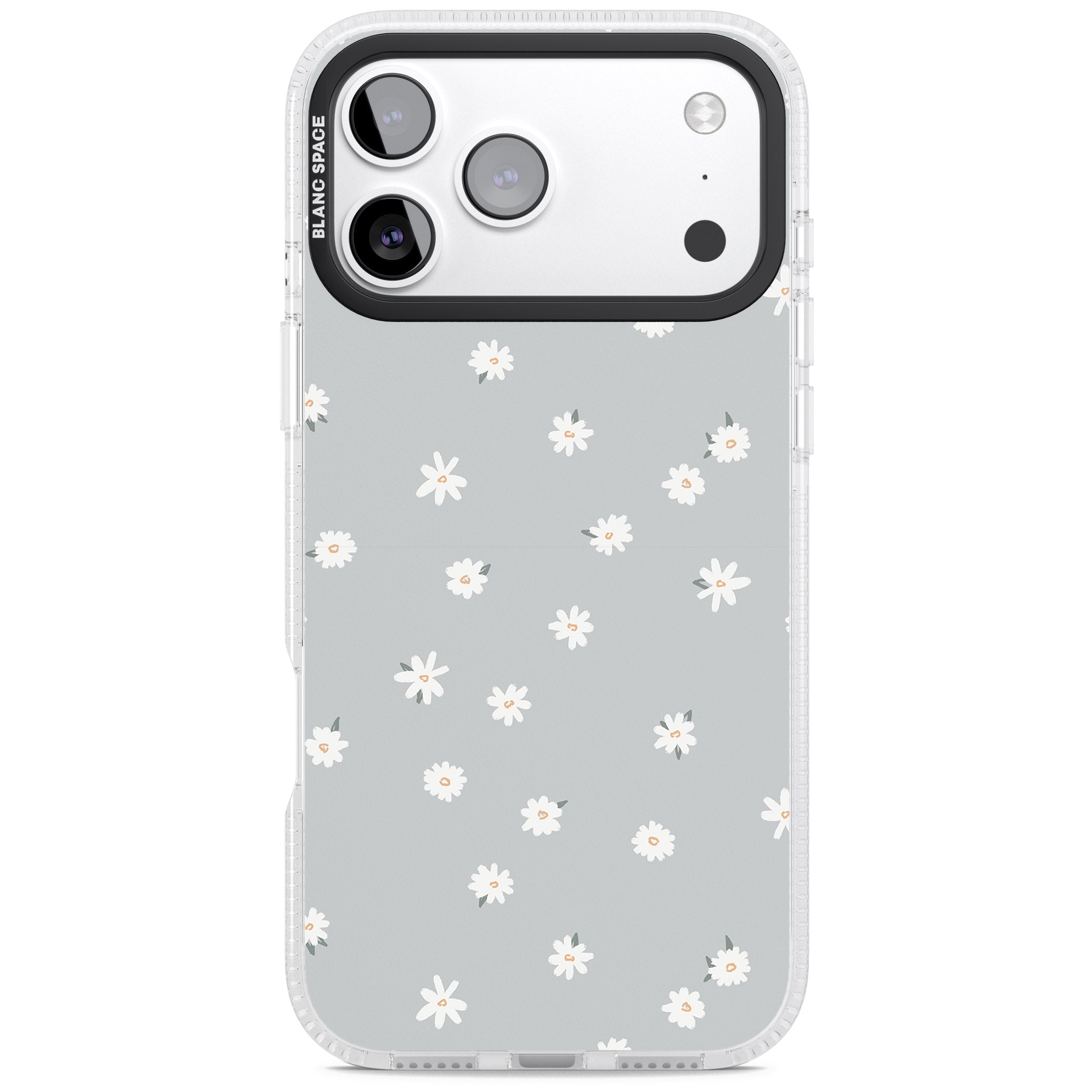 Painted Daisy Blue Grey iPhone 17 Pro Max Impact Air Clear Phone Case