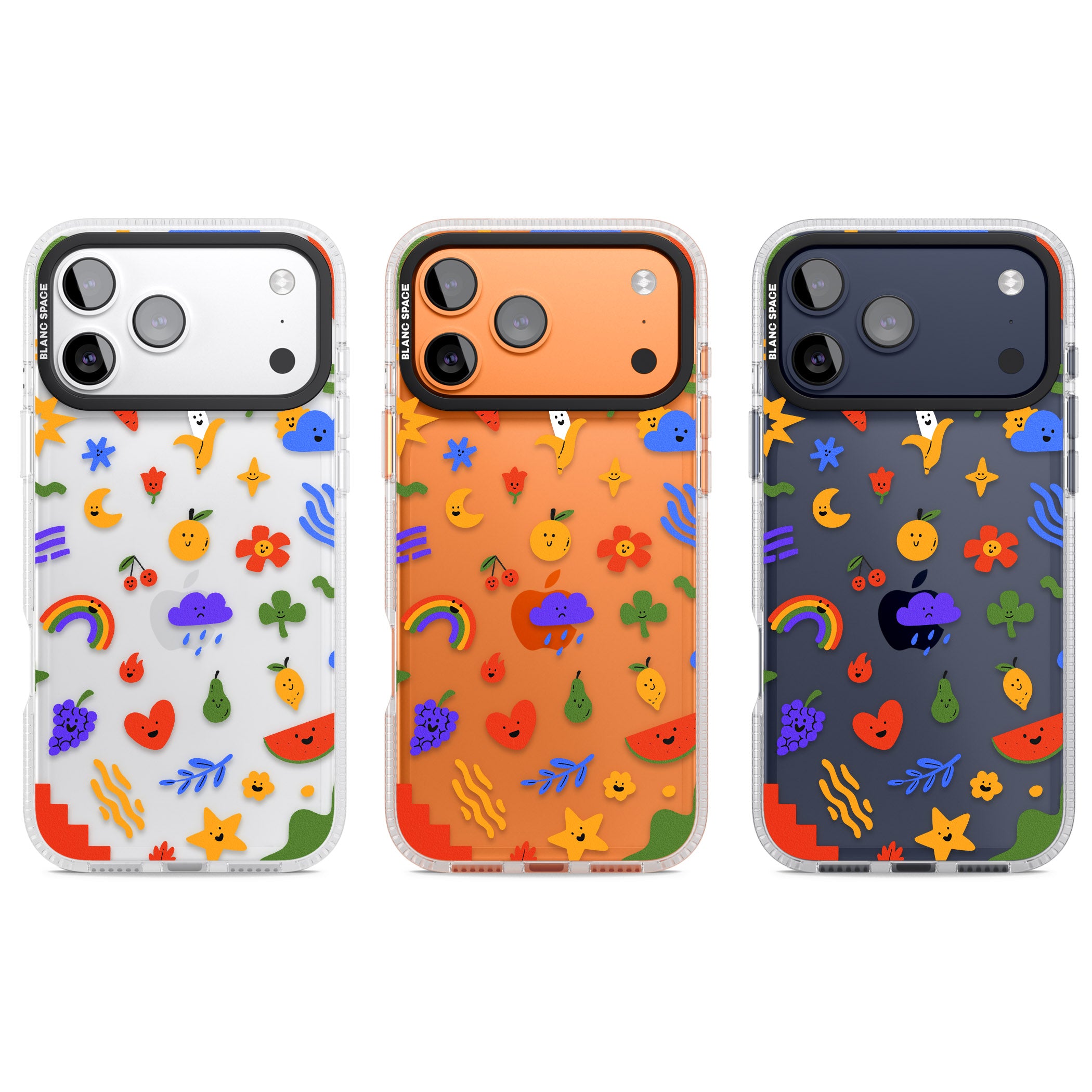 Quirky Cute Icon Pattern iPhone 17 Pro Impact Air Clear Phone Case APT Impact Protection