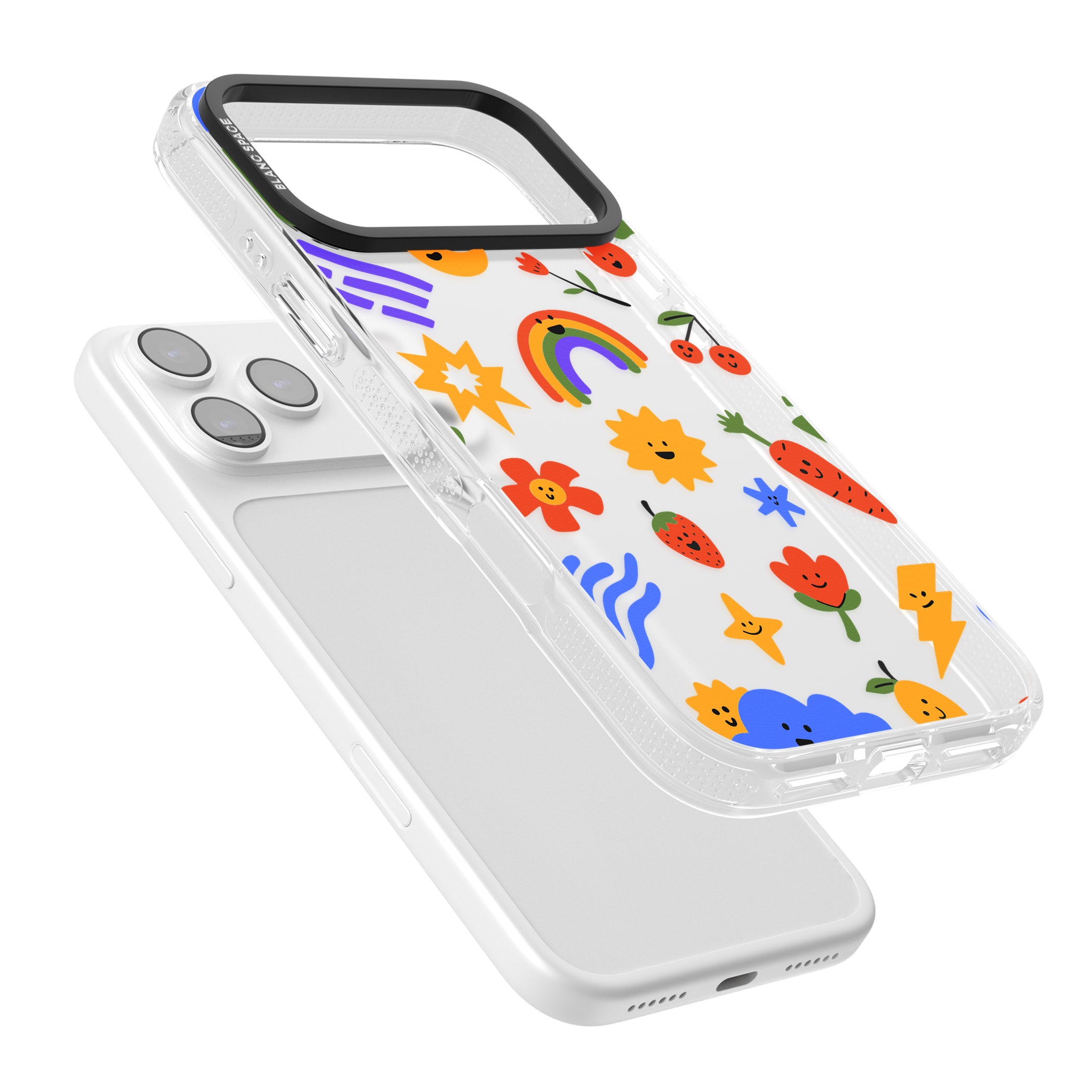 Colorful Kawaii Icons iPhone 17 Pro Max Impact Air Clear Phone Case Colours