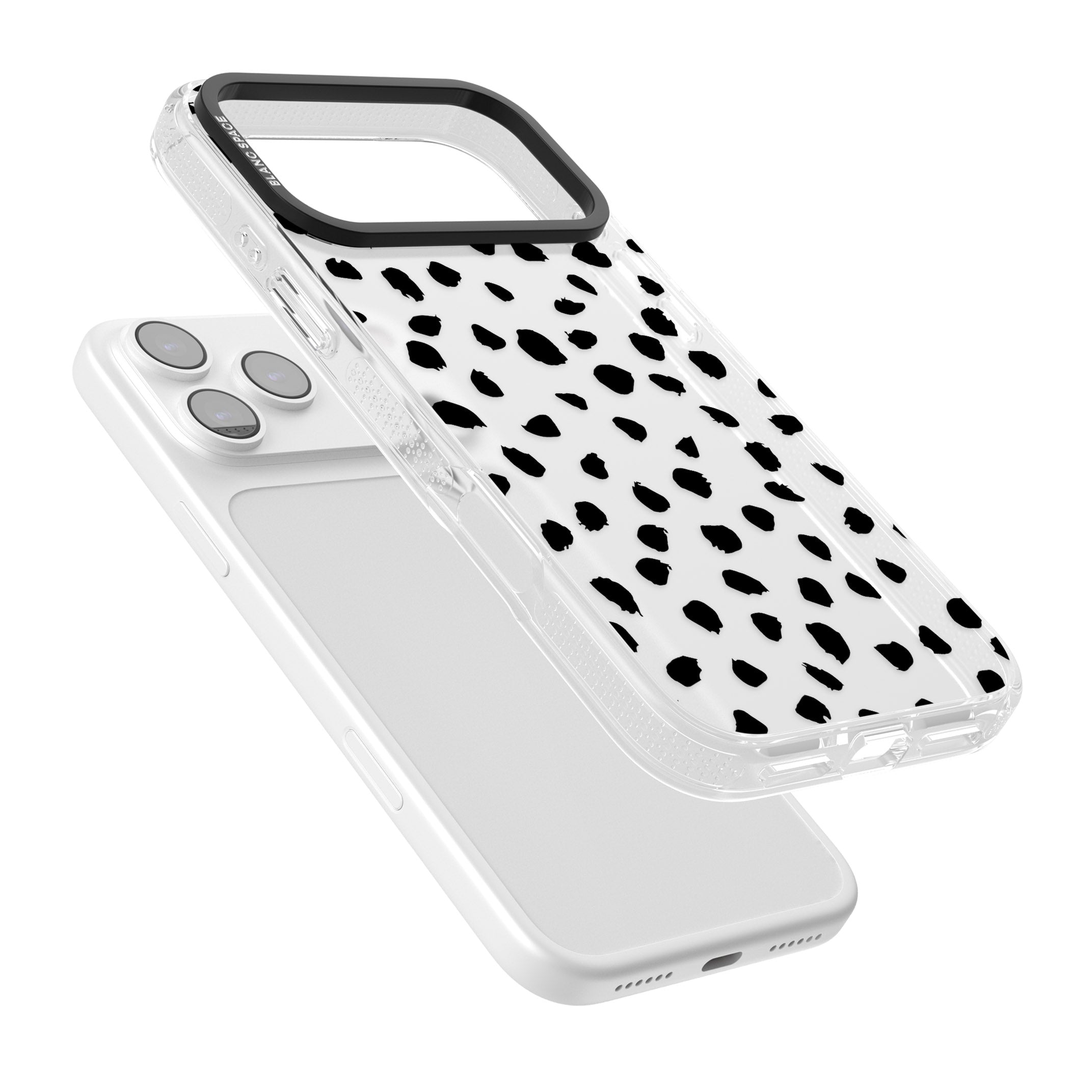 Black Dalmatian Polka Dot iPhone 17 Pro Max Impact Air Clear Phone Case Colours