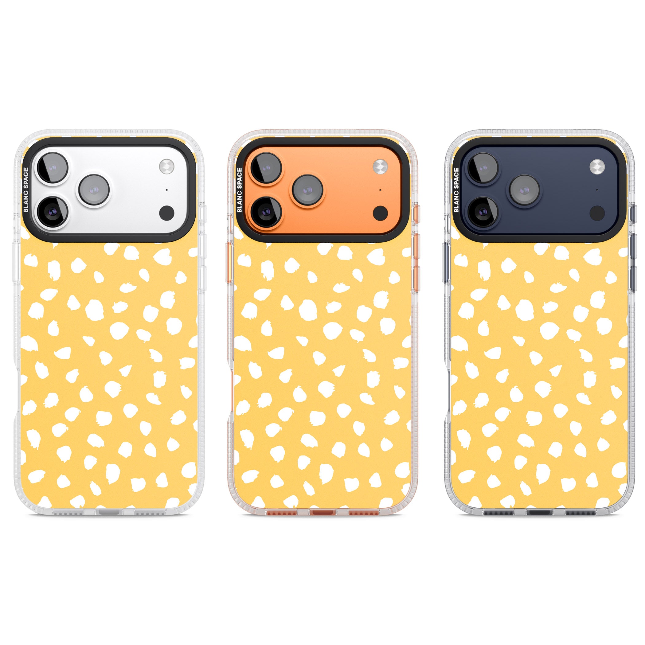 Yellow Dalmatian Dots iPhone 17 Pro Impact Air Clear Phone Case APT Impact Protection