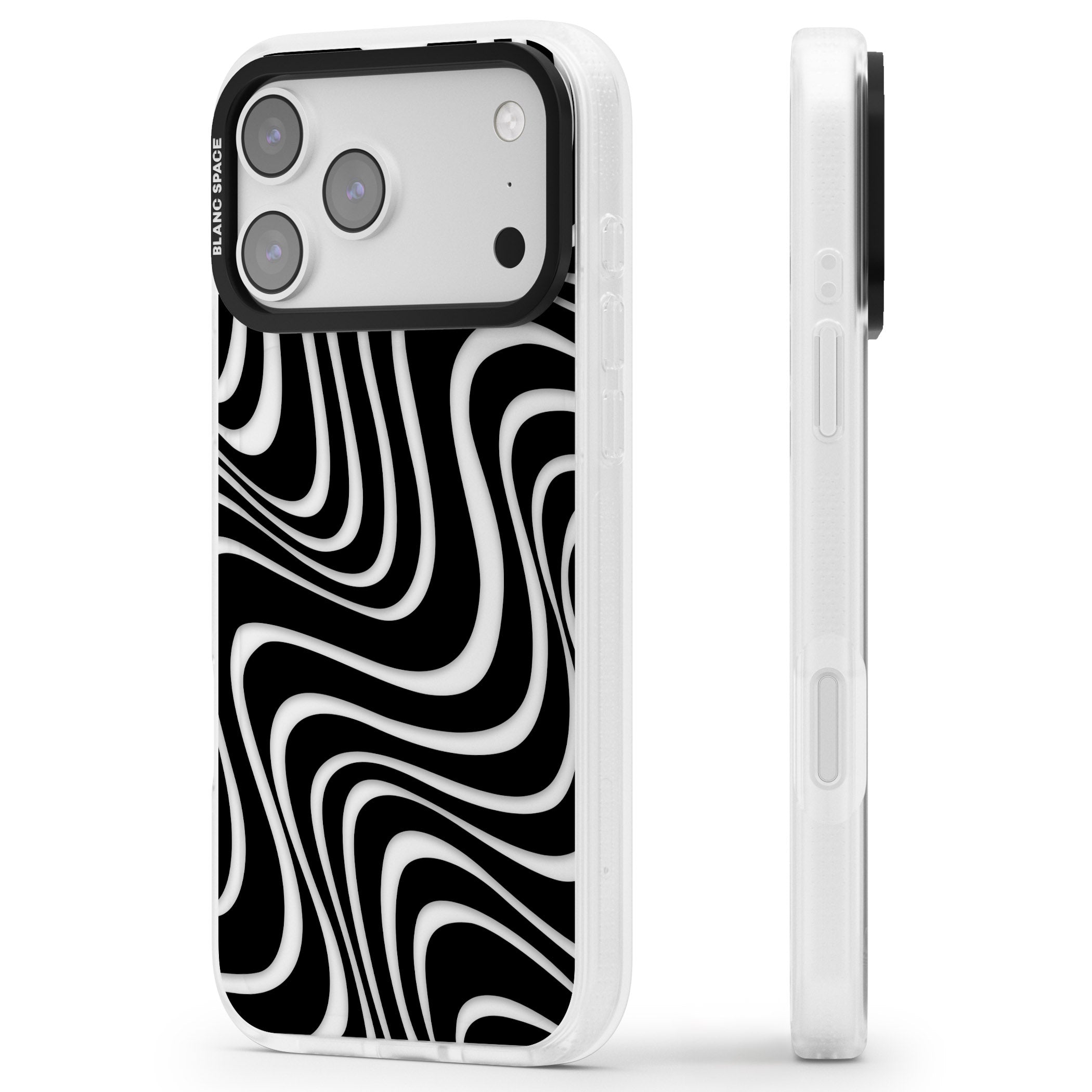 Abstract Waves iPhone 17 Pro Max Impact Air Clear Phone Case Side Profile