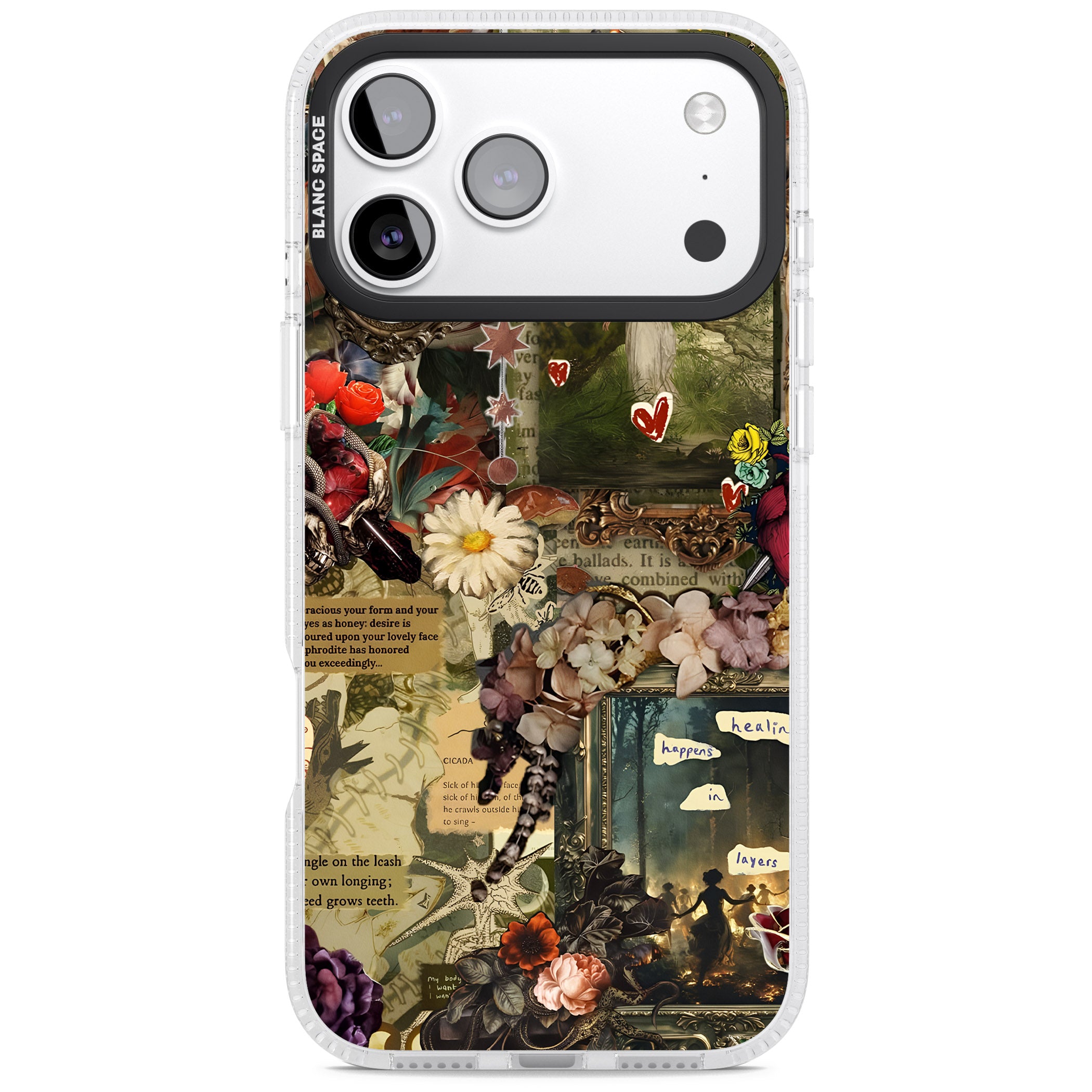 Textbook Romance Collage iPhone 17 Pro Max Impact Air Clear Phone Case