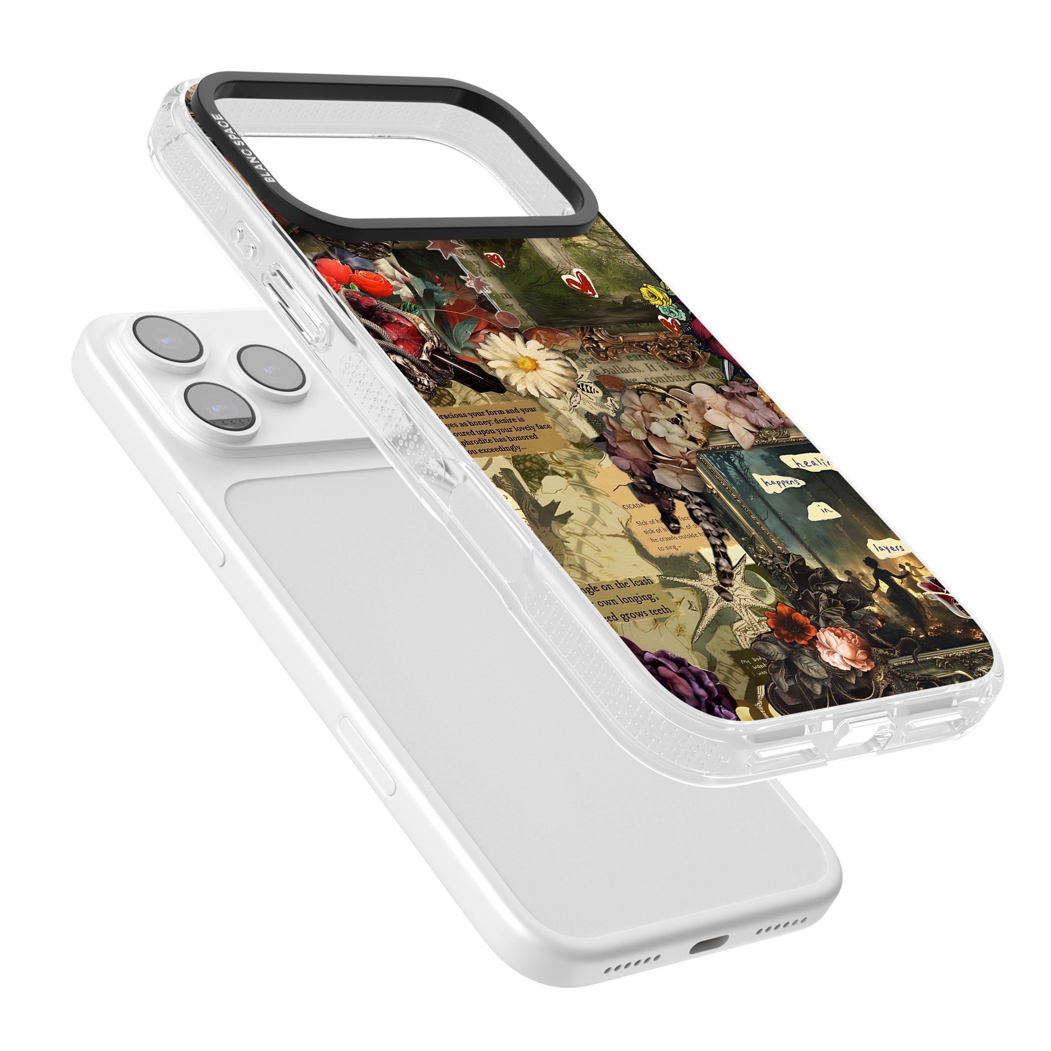 Textbook Romance Collage iPhone 17 Pro Max Impact Air Clear Phone Case Colours