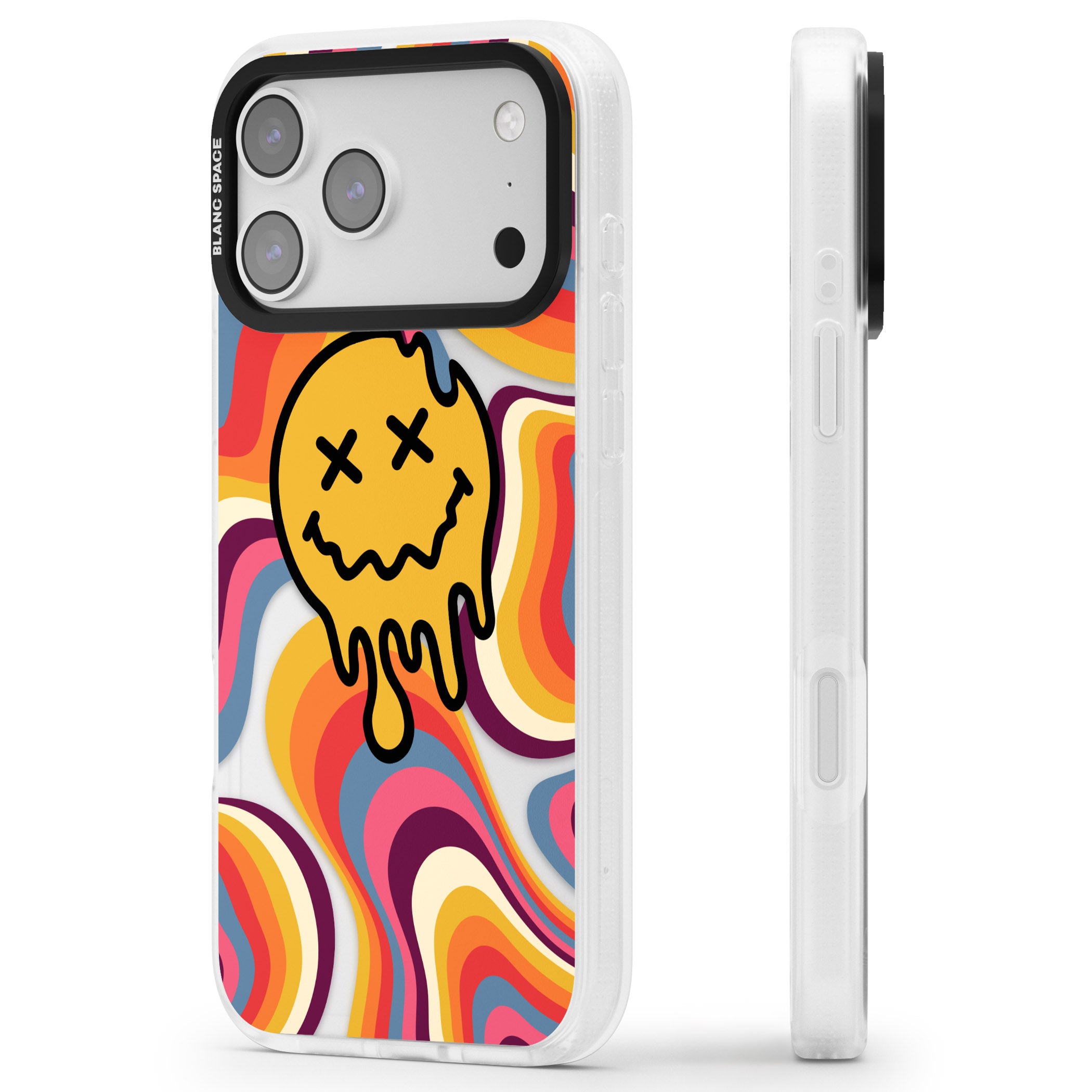 Trippy Face Melt iPhone 17 Pro Max Impact Air Clear Phone Case Side Profile