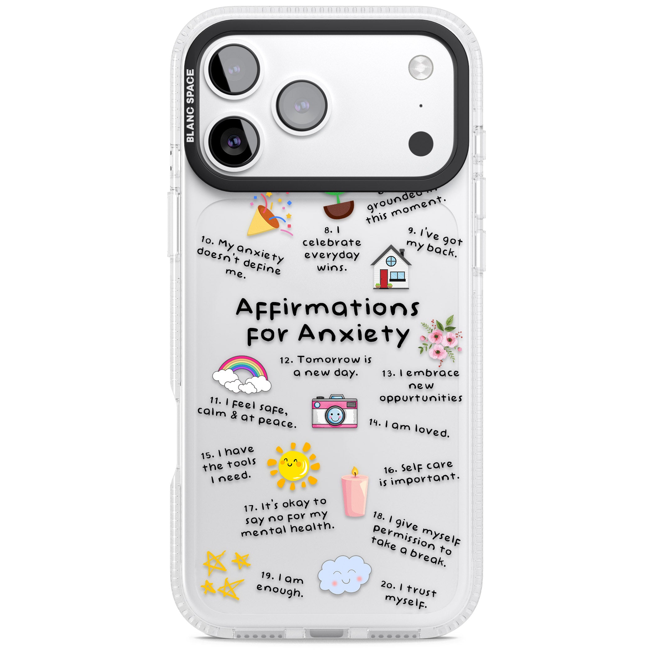 Anxiety Black Text iPhone 17 Pro Max Impact Air Clear Phone Case