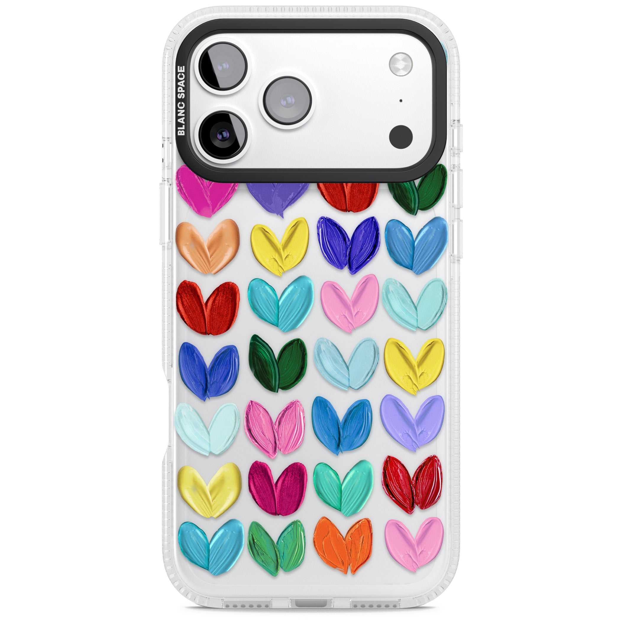 Oil Painted Hearts iPhone 17 Pro Max Impact Air Clear Phone Case