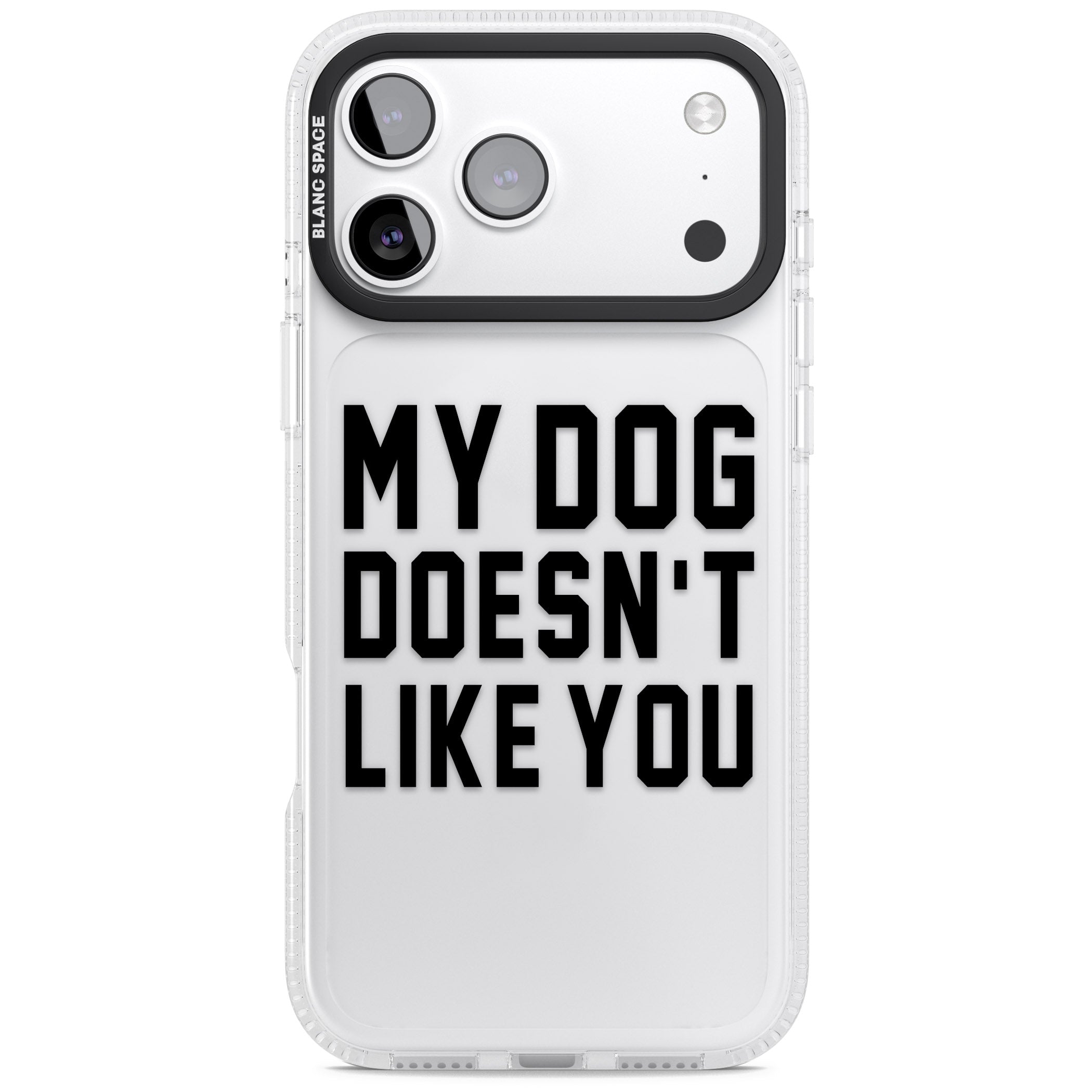My Dog Doesn'T Like You iPhone 17 Pro Max Impact Air Clear Phone Case