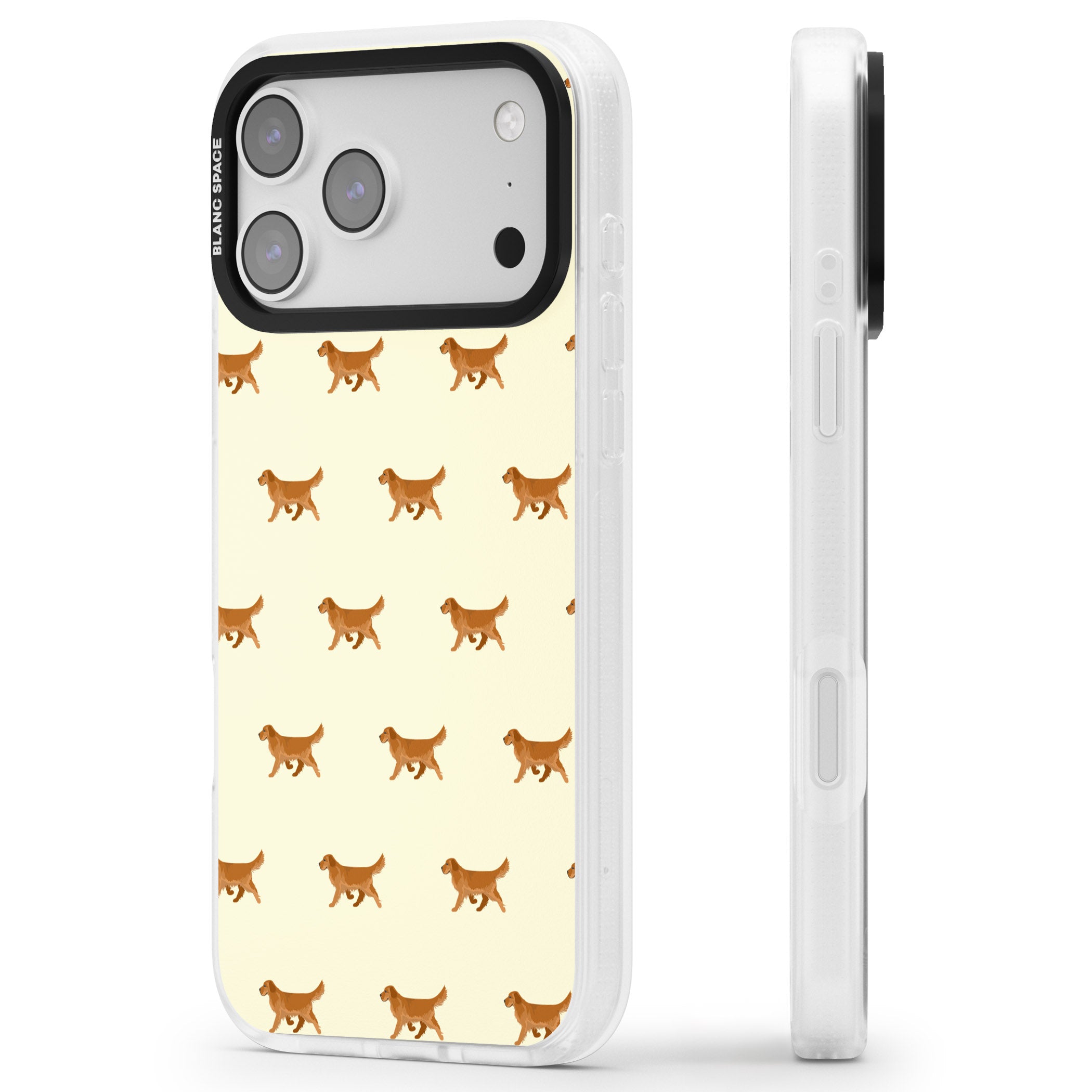 Golden Retriever Dog Pattern iPhone 17 Pro Max Impact Air Clear Phone Case Side Profile