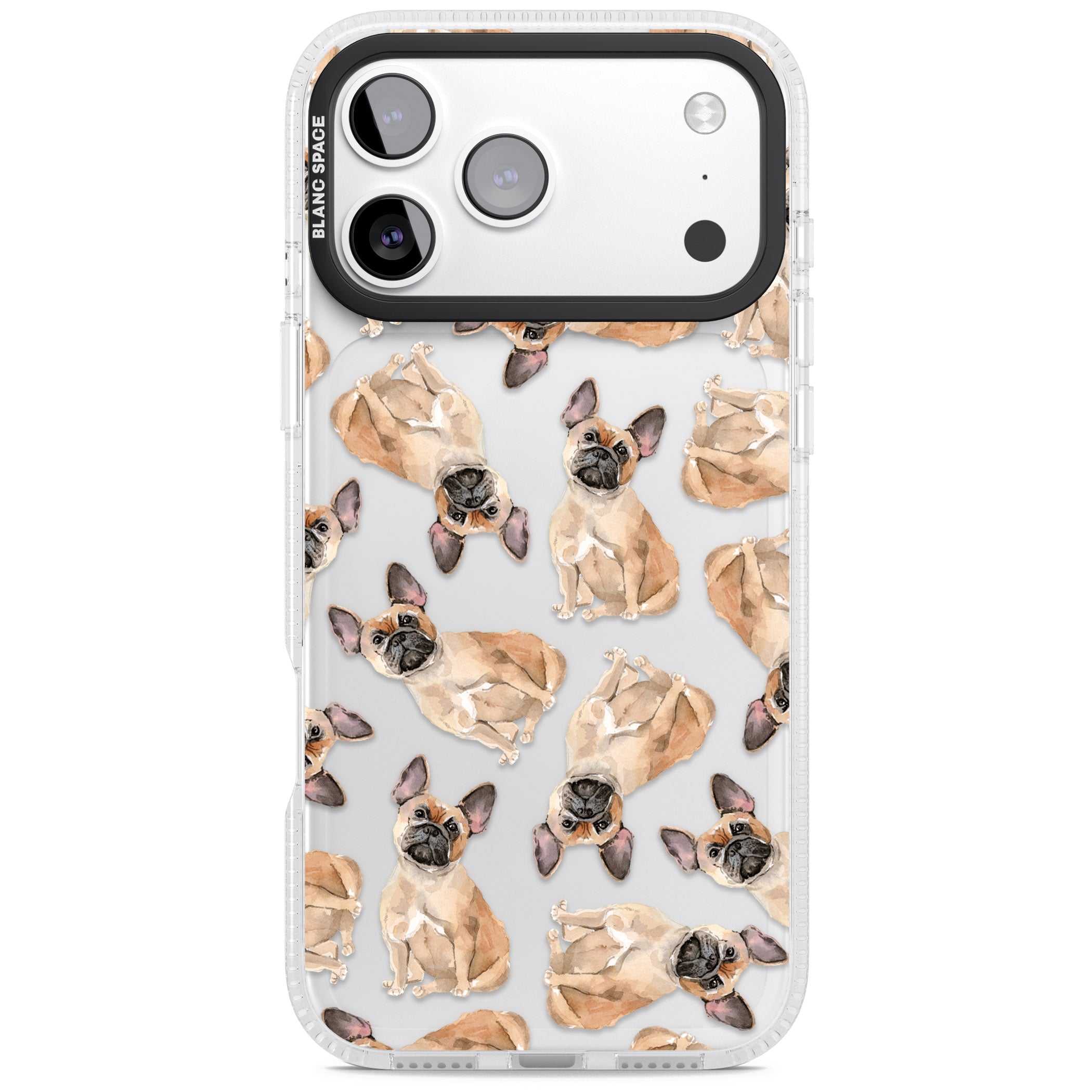 French Bulldog Watercolour Pattern iPhone 17 Pro Max Impact Air Clear Phone Case