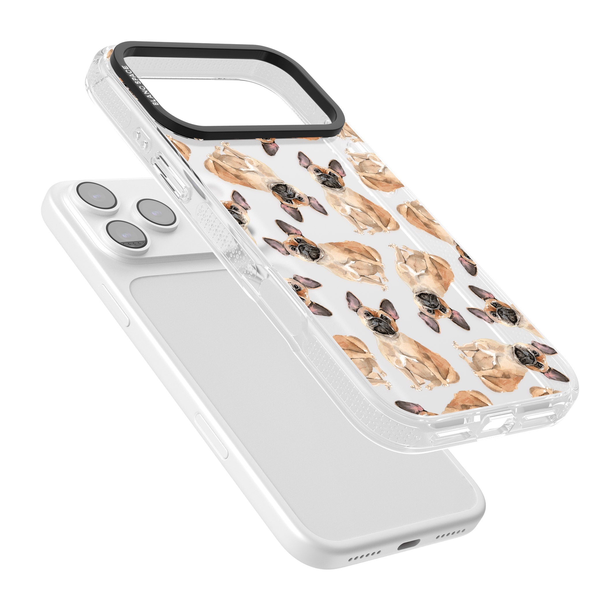 French Bulldog Watercolour Pattern iPhone 17 Pro Max Impact Air Clear Phone Case Colours