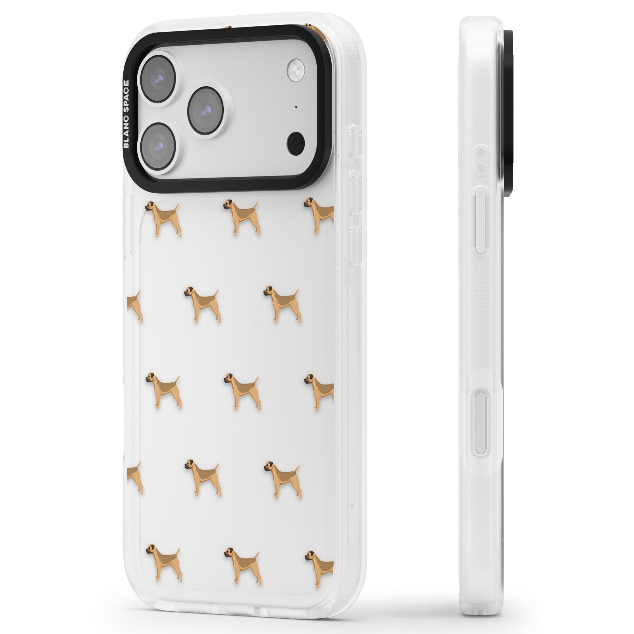 Border Terrier Dog Pattern iPhone 17 Pro Max Impact Air Clear Phone Case Side Profile