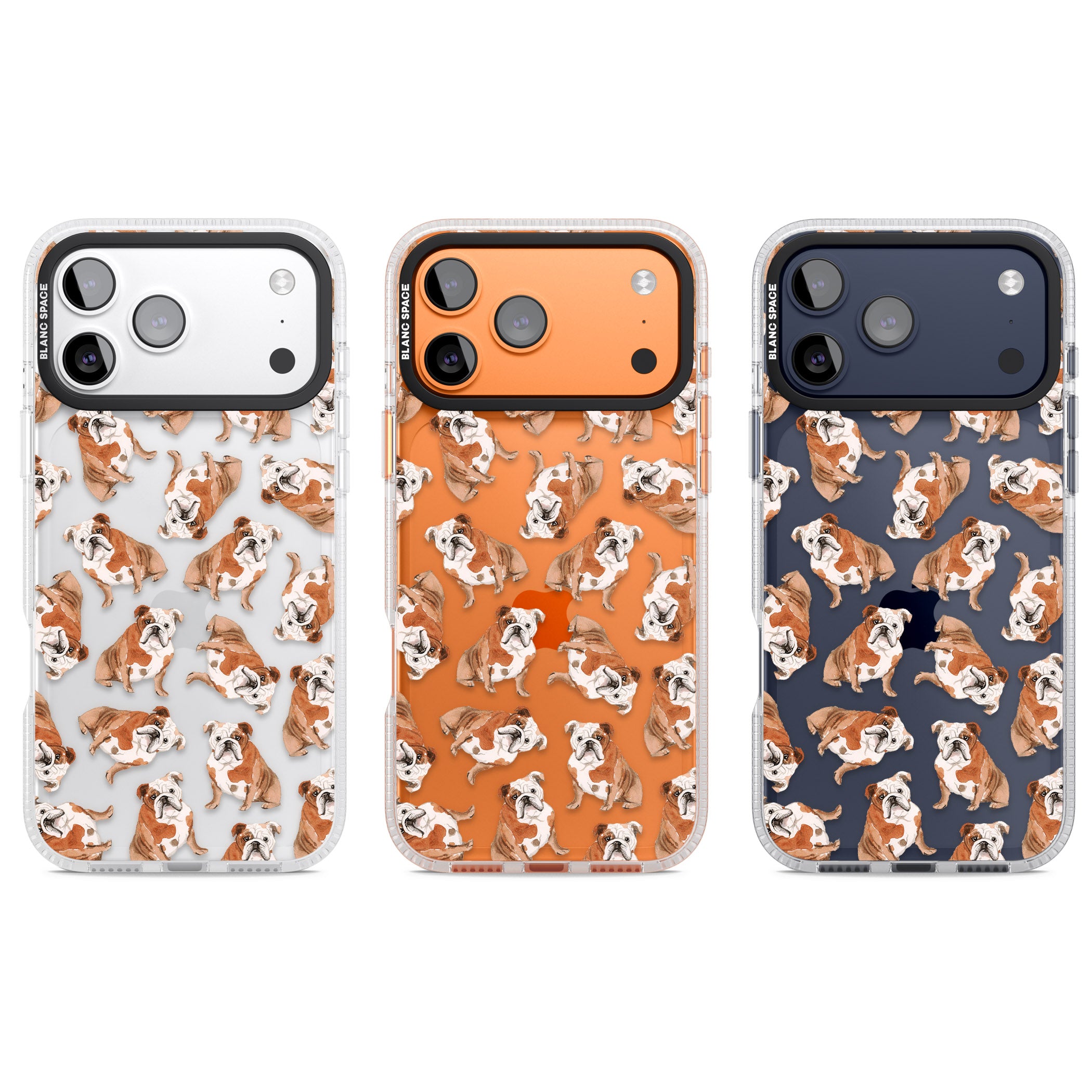English Bulldog Watercolour Dog Pattern iPhone 17 Pro Impact Air Clear Phone Case APT Impact Protection