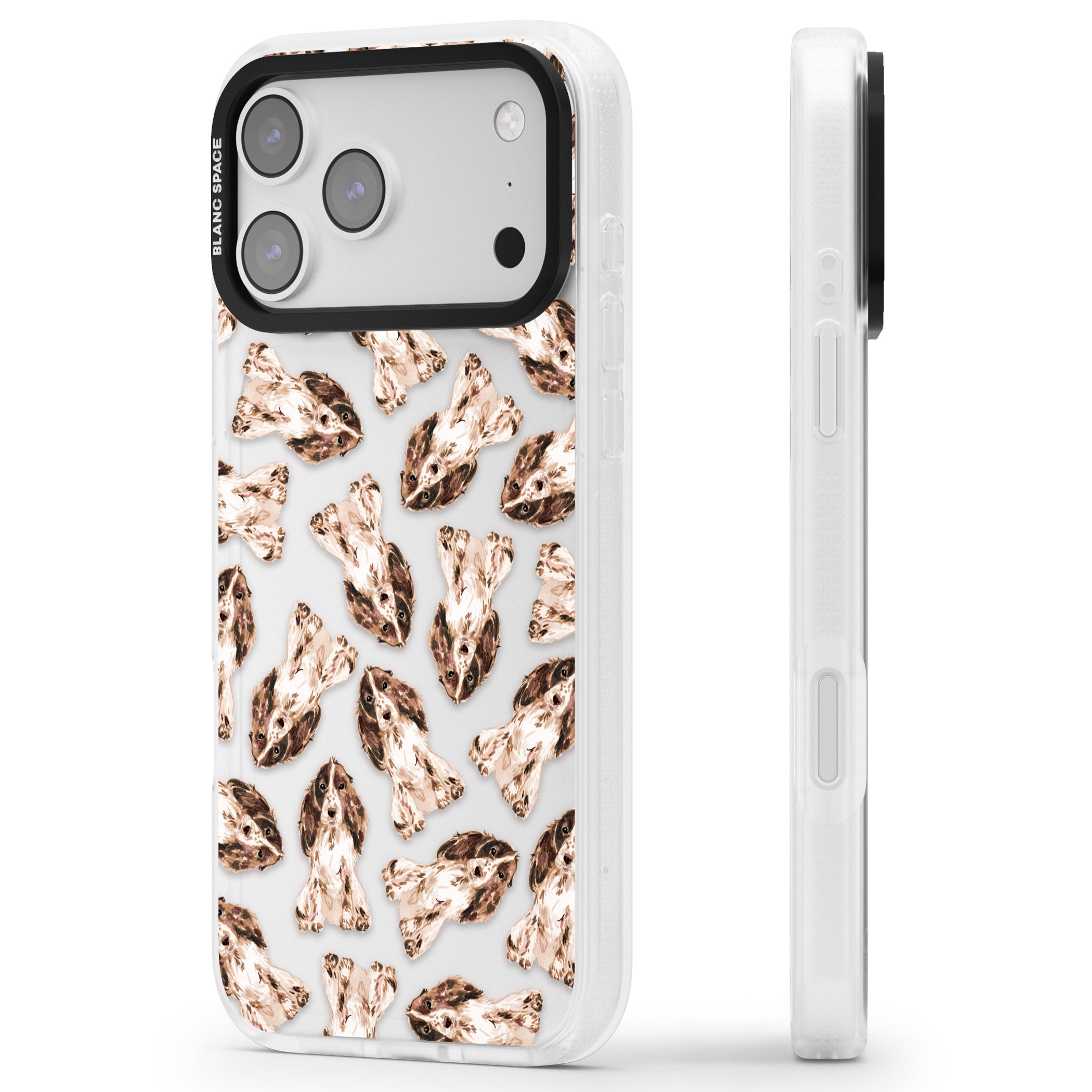 Cocker Spaniel (Brown) Watercolour Dog Pattern iPhone 17 Pro Max Impact Air Clear Phone Case Side Profile