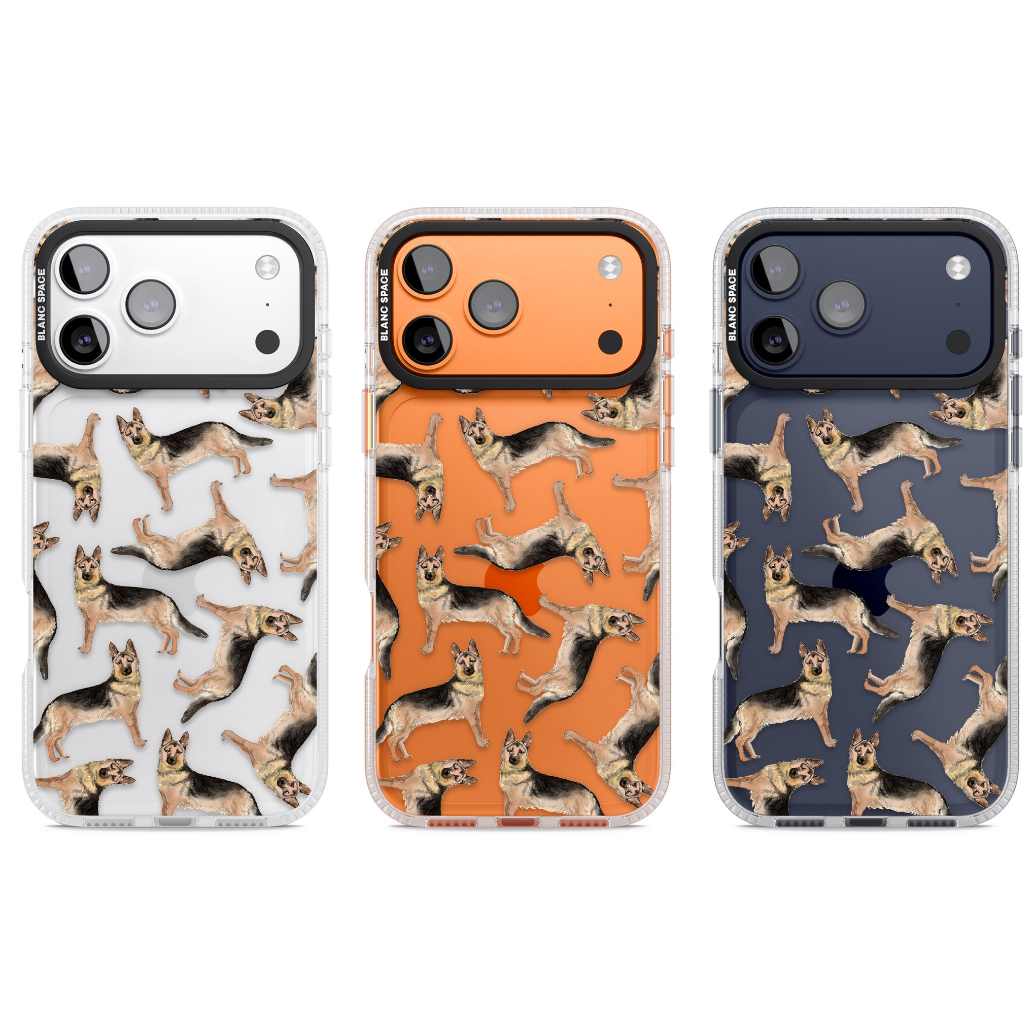 German Shepherd Pattern Classic iPhone 17 Pro Impact Air Clear Phone Case APT Impact Protection
